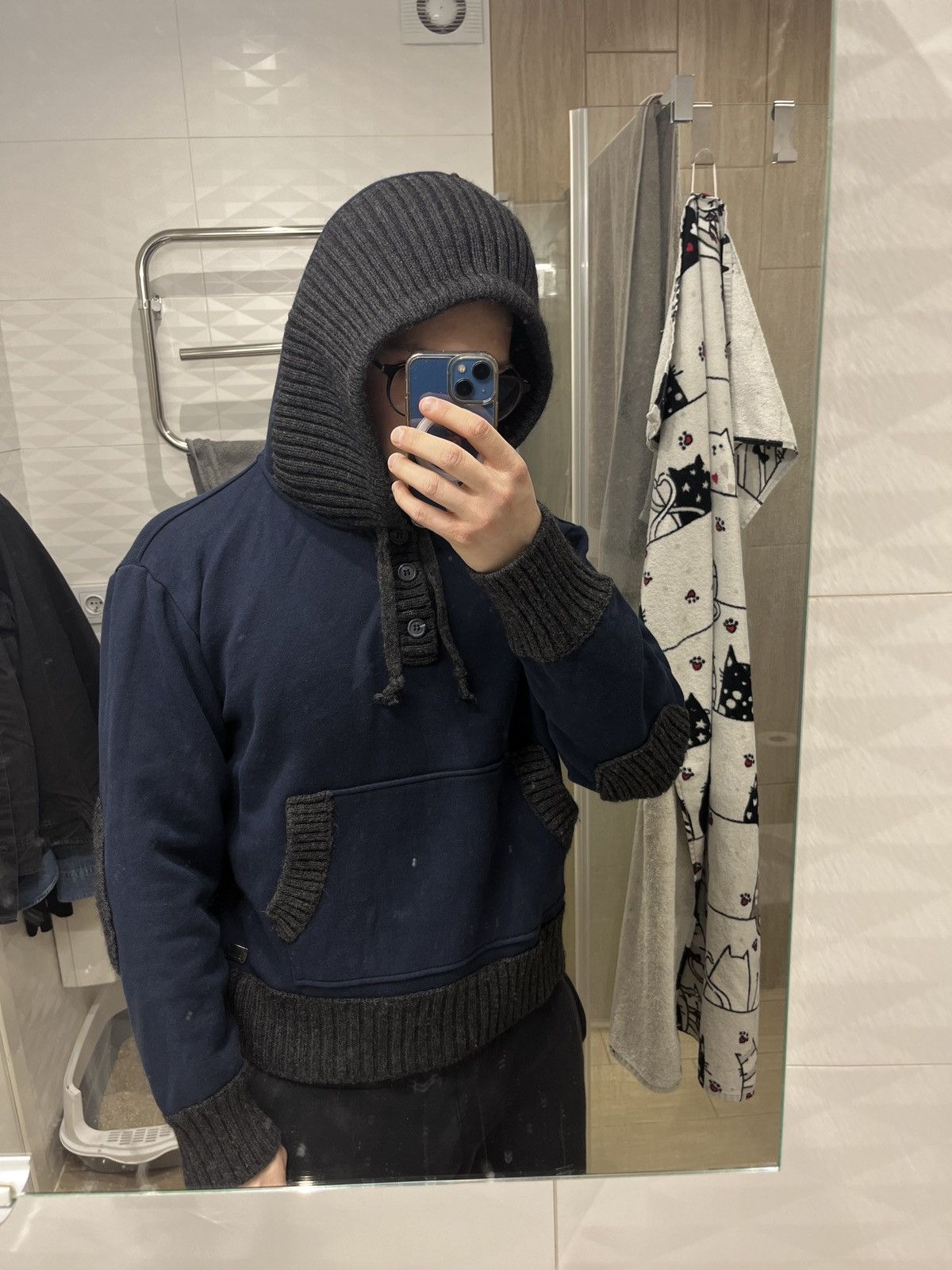 DAVID NAMAN David Mayer Naman hybrid wool cotton knit hoodie button up Size XL / US 12-14 / IT 48-50 - 3 Thumbnail