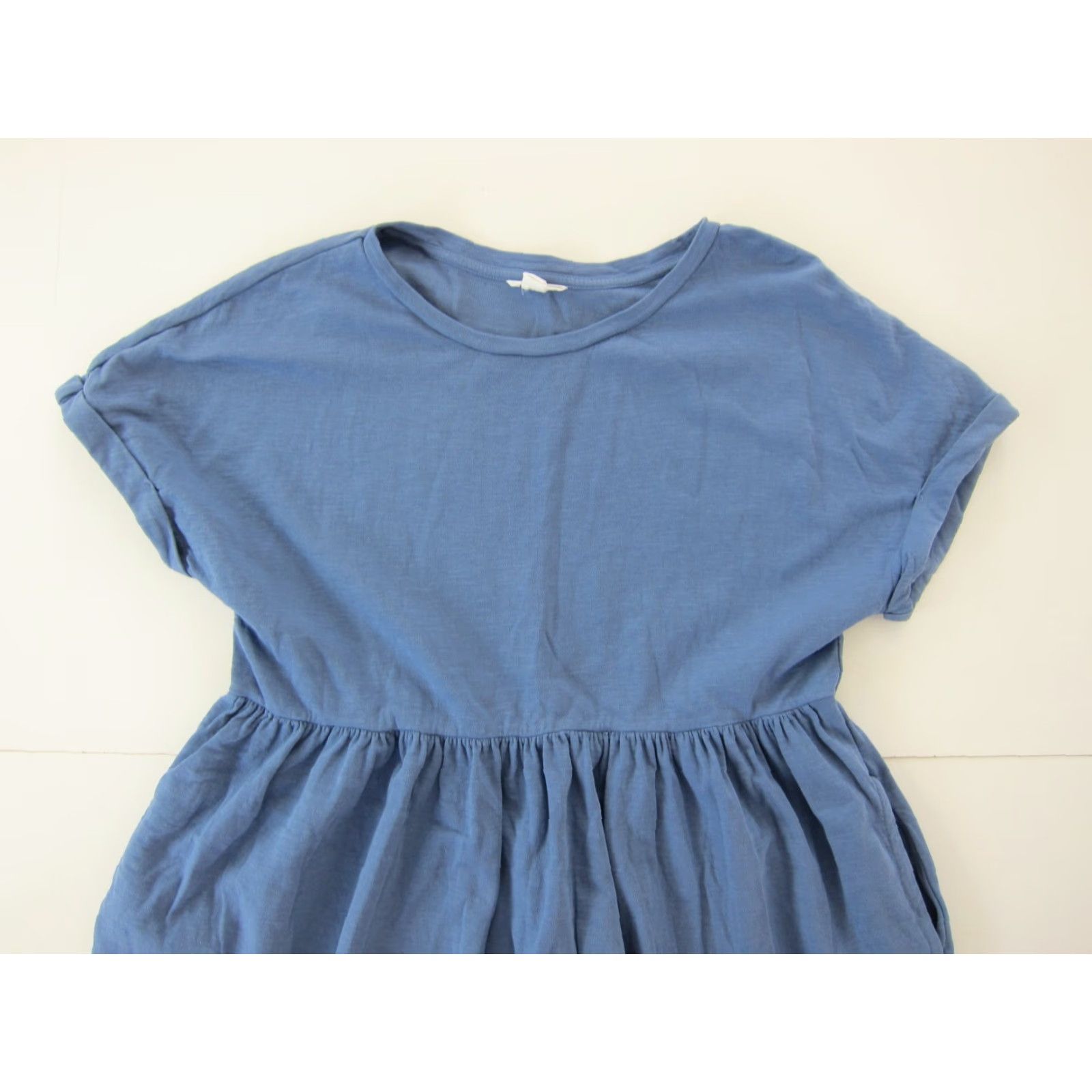 Vintage Caslon Dress Blue Pocket Short Sleeve Tunic Sheath Smock 100% Cotton Medium Size 32" / US 10 / IT 46 - 4 Thumbnail