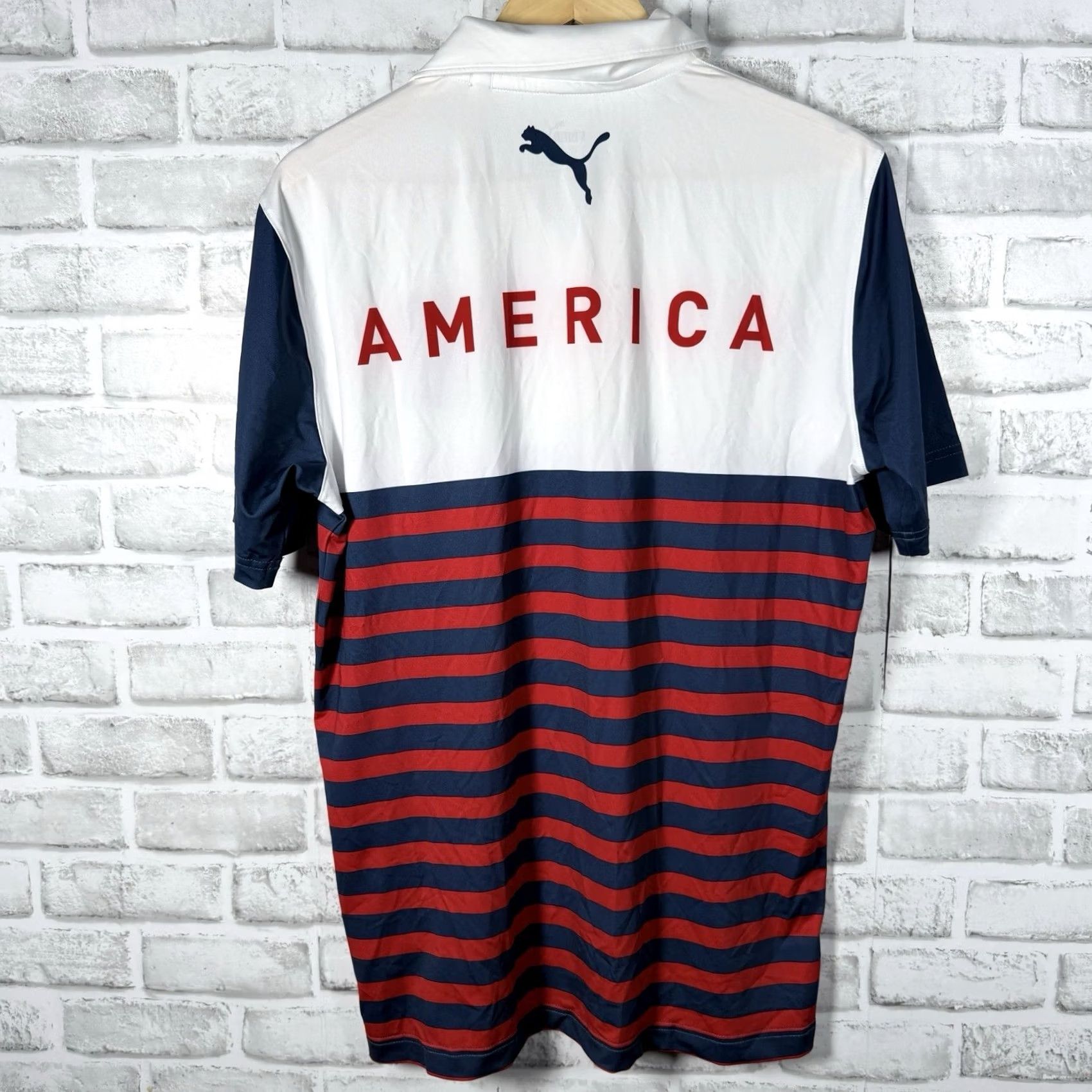 Puma NWT Puma Striped Volition AMERICA Athletic Polo Shirt Mens Size S Multicolor Striped Polo Shirt Mens S Athletic Shirt Polo Size US S / EU 44-46 / 1 - 5 Thumbnail