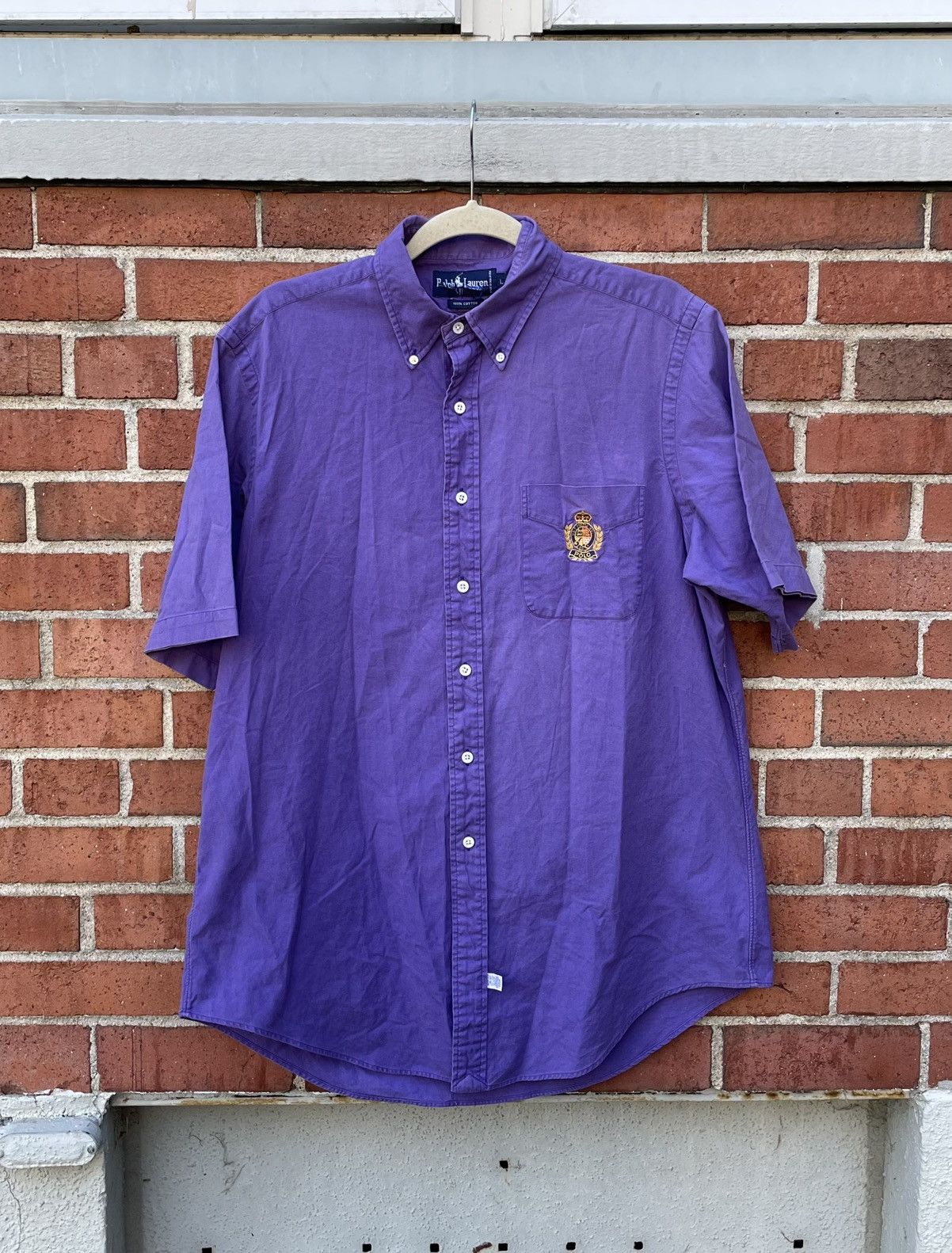 VTG Polo Ralph Lauren Crest Mens Purple Short Sleeve Tops