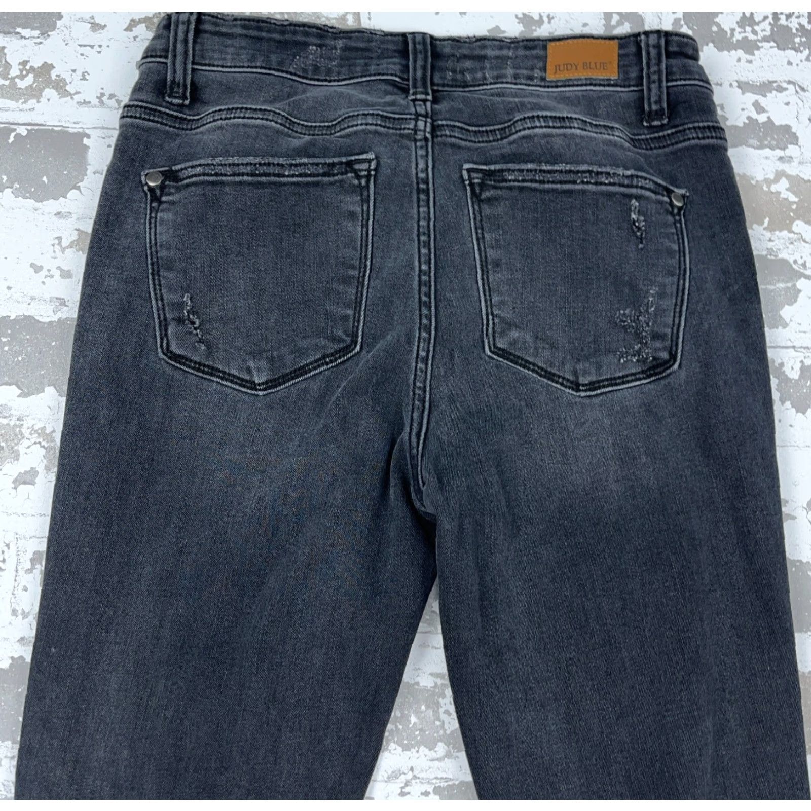 Vintage Judy Blue Jeans Women 5 27 Skinny Mid Rise Black Wash Distressed Comfort Pocket Denim Jeans Women 27in Regular Black Judy Blue Modern Classic Mens? Size 27" / US 4 / IT 40 - 3 Thumbnail
