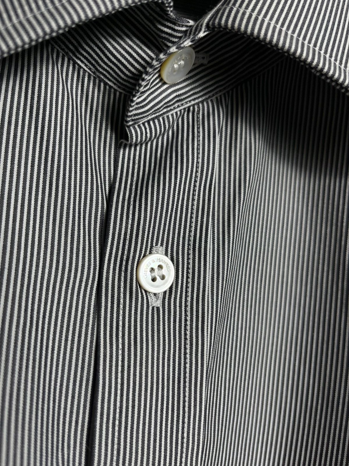 Gieves & Hawkes Gieves & Hawkes Shirt Mens Collar Striped Gray Double Cuff Size US XL / EU 56 / 4 - 4 Thumbnail
