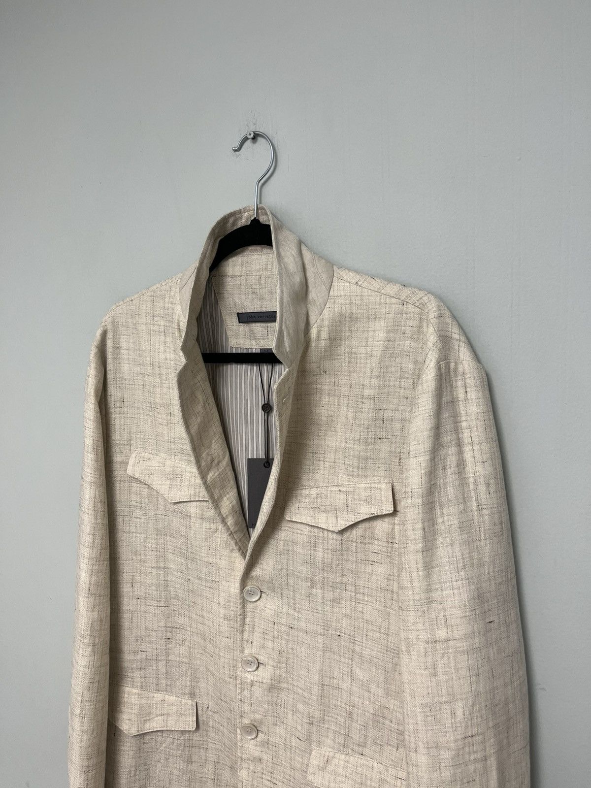 John Varvatos Linen Blend Button Front Jacket. Size 52 Size US L / EU 52-54 / 3 - 10 Thumbnail