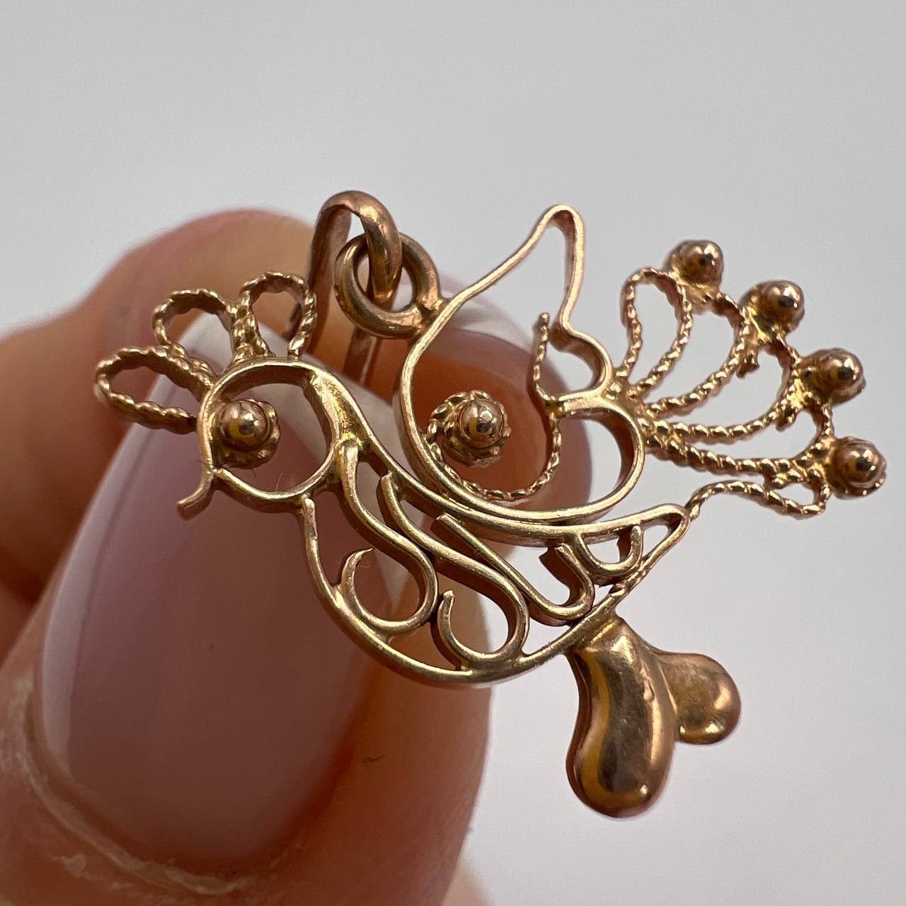 Vintage Vintage USSR 14K 583 Rose Gold Filigree Rooster Pendant 1.2g Size ONE SIZE - 2 Thumbnail