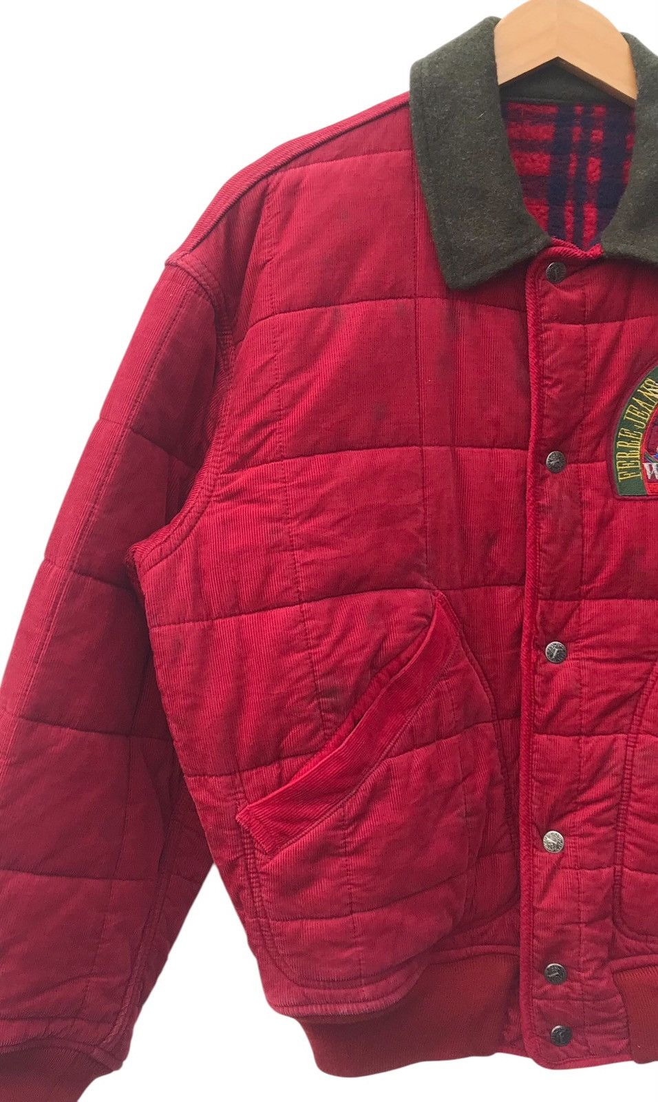 Ferre Ferre Jeans Italy Bombers Corduroy Spellout Jacket (STAINS) Size US M / EU 48-50 / 2 - 6 Thumbnail