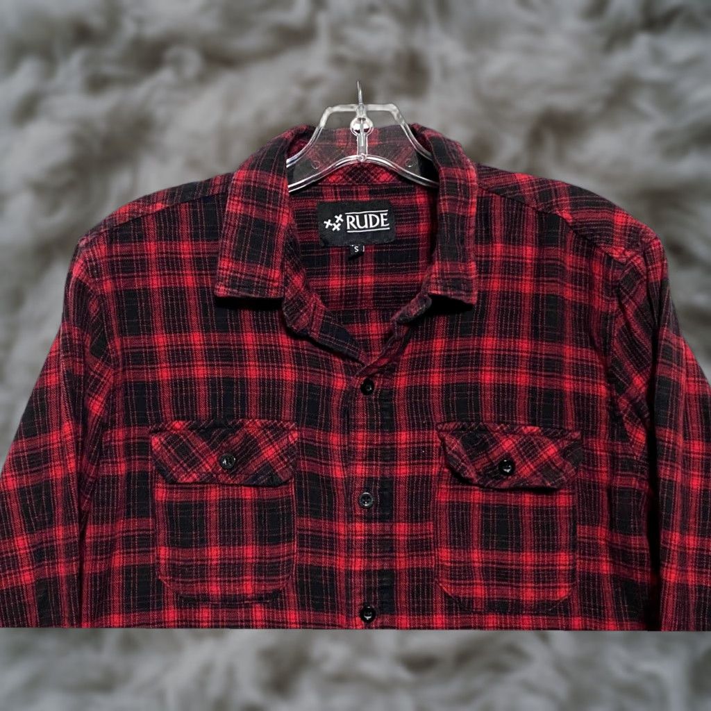 Vintage XXX Rude Flannel Plaid Button Shirt Mens S Button-Up Casual Grunge Western 2 Pocket Fall Winter 2016 Y2K Skater Cowboys Mens Size US S / EU 44-46 / 1 - 1 Thumbnail
