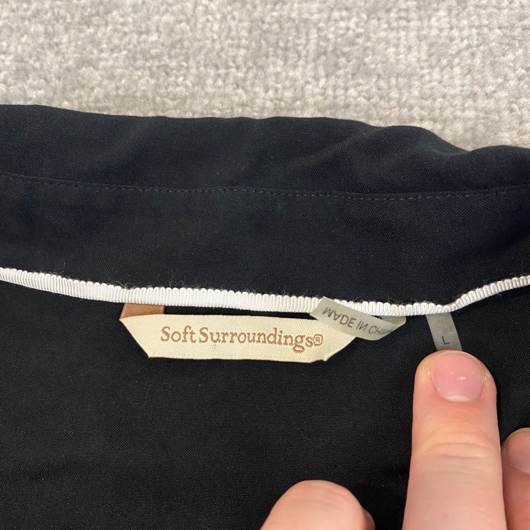 Soft Surroundings Soft Surroundings Pagoda Top Womens Large Black Tunic Wrap Shirt Roll Tab 3/4 Size L / US 10 / IT 46 - 2 Thumbnail