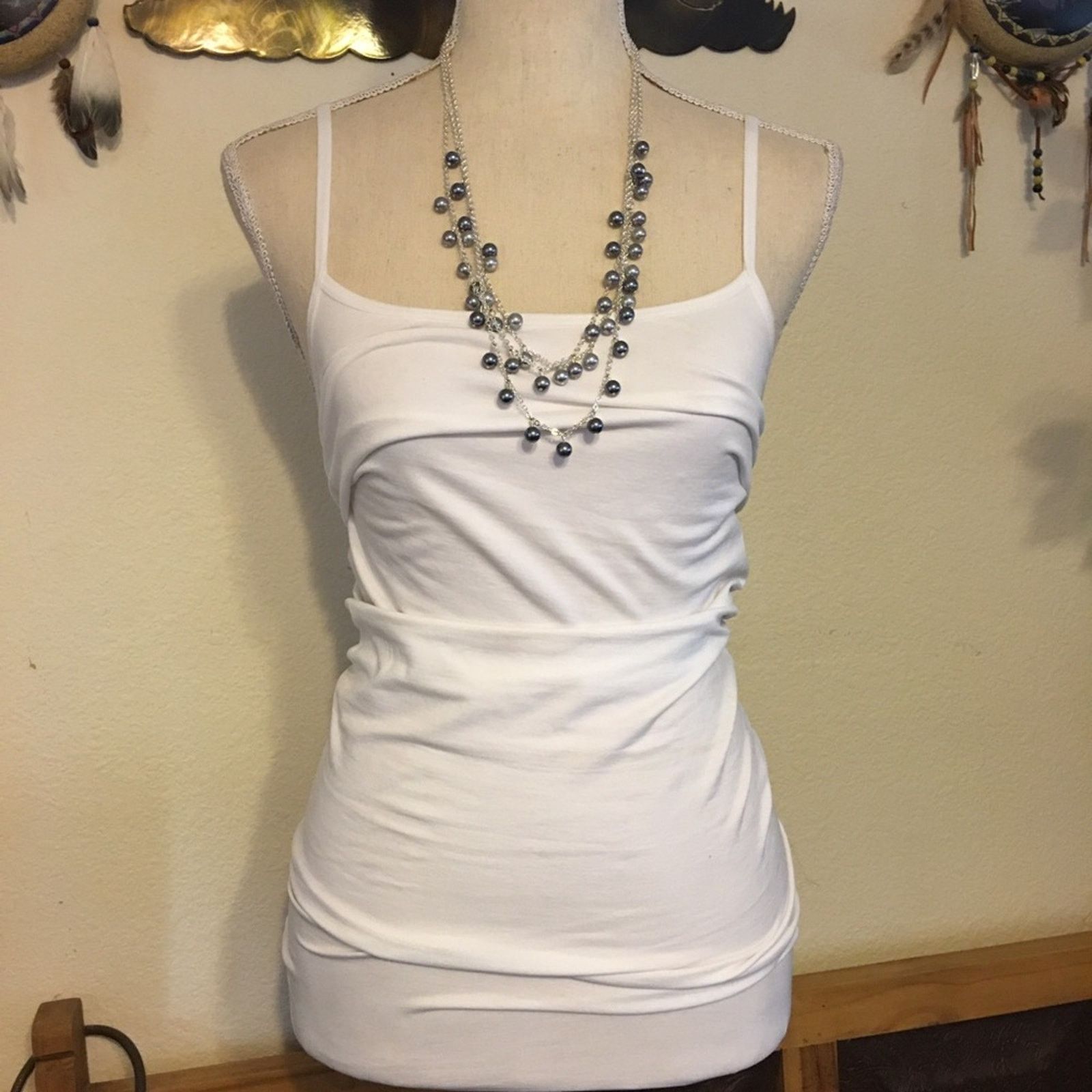 Jewelry Multi strand pearl bead silver chain necklace Size ONE SIZE - 4 Thumbnail