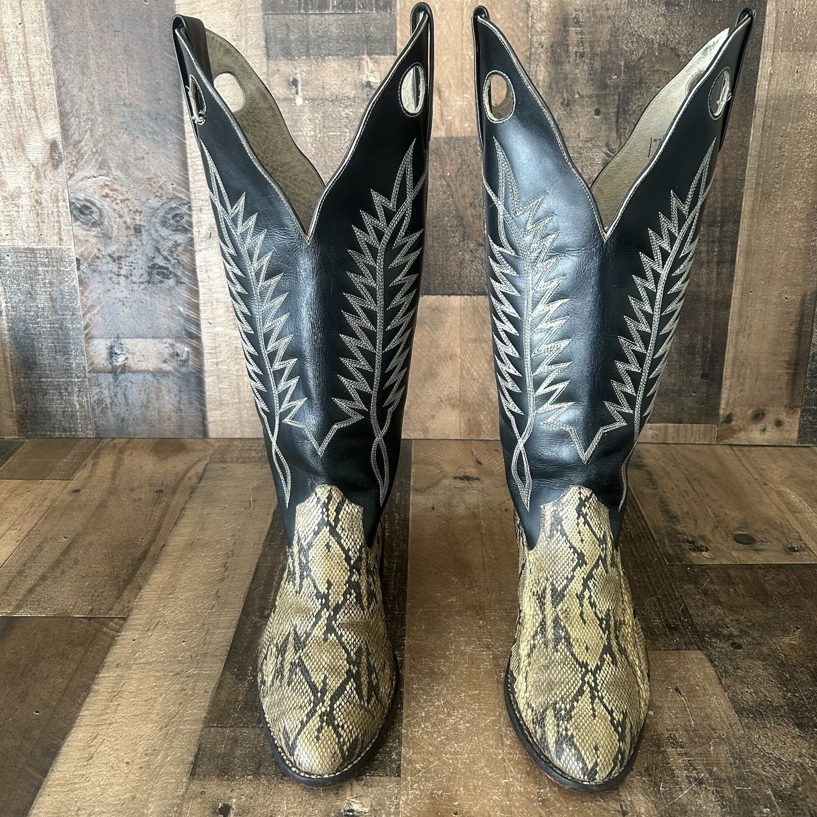 Vintage Custom Vtg Unbranded Snakeskin Cowboy Boots Mens 10 D Size US 10 / EU 43 - 2 Thumbnail