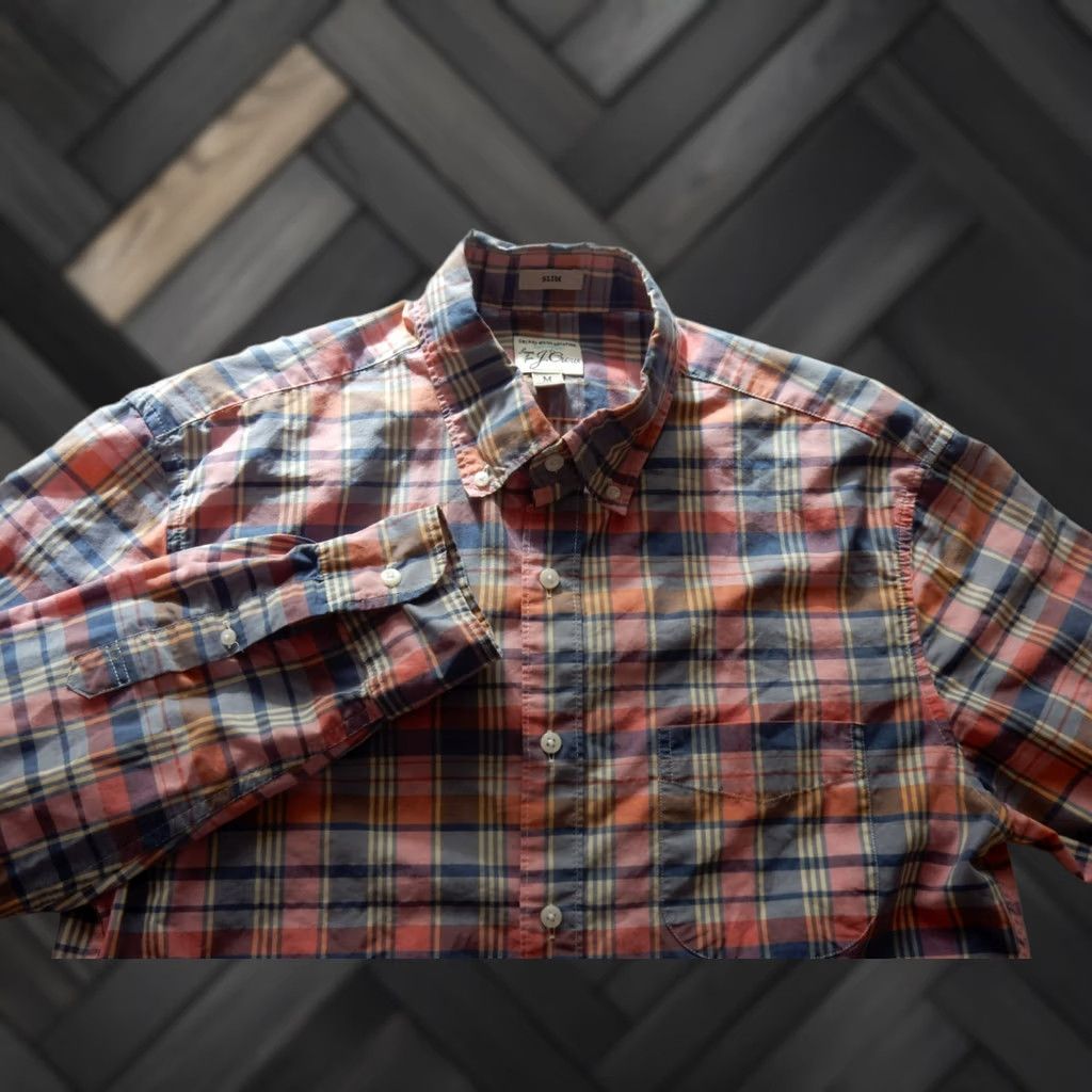 J.Crew J.CREW Men Button-Up Shirt Plaid Slim M Pink Long Sleeve Button Front Shirt Mens Size US M / EU 48-50 / 2 - 1 Thumbnail