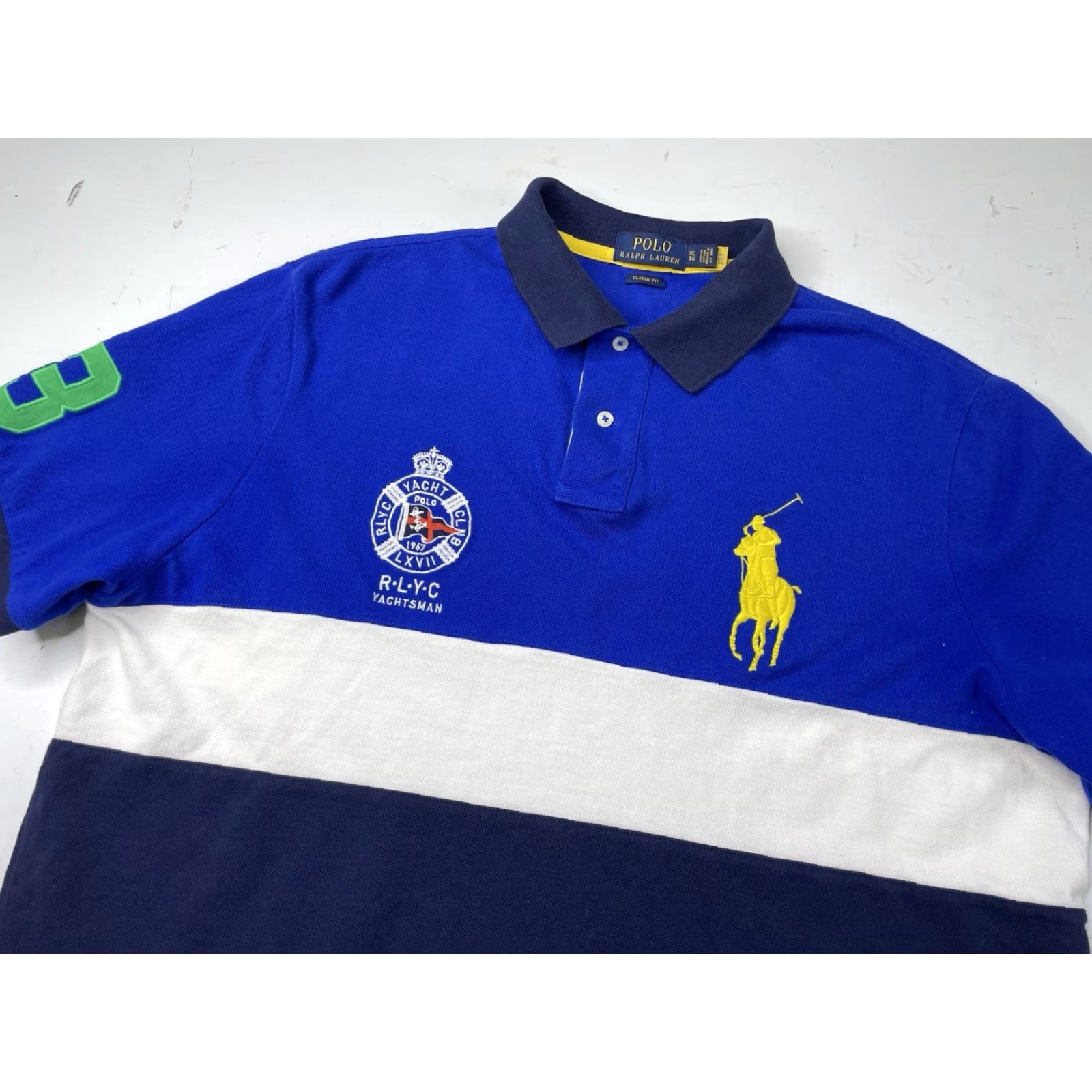 Polo Ralph Lauren Polo Ralph Lauren Polo Rugby Shirt Big Pony Classic Mens XL Knit Button-Down Collar Blue Size US XL / EU 56 / 4 - 2 Thumbnail
