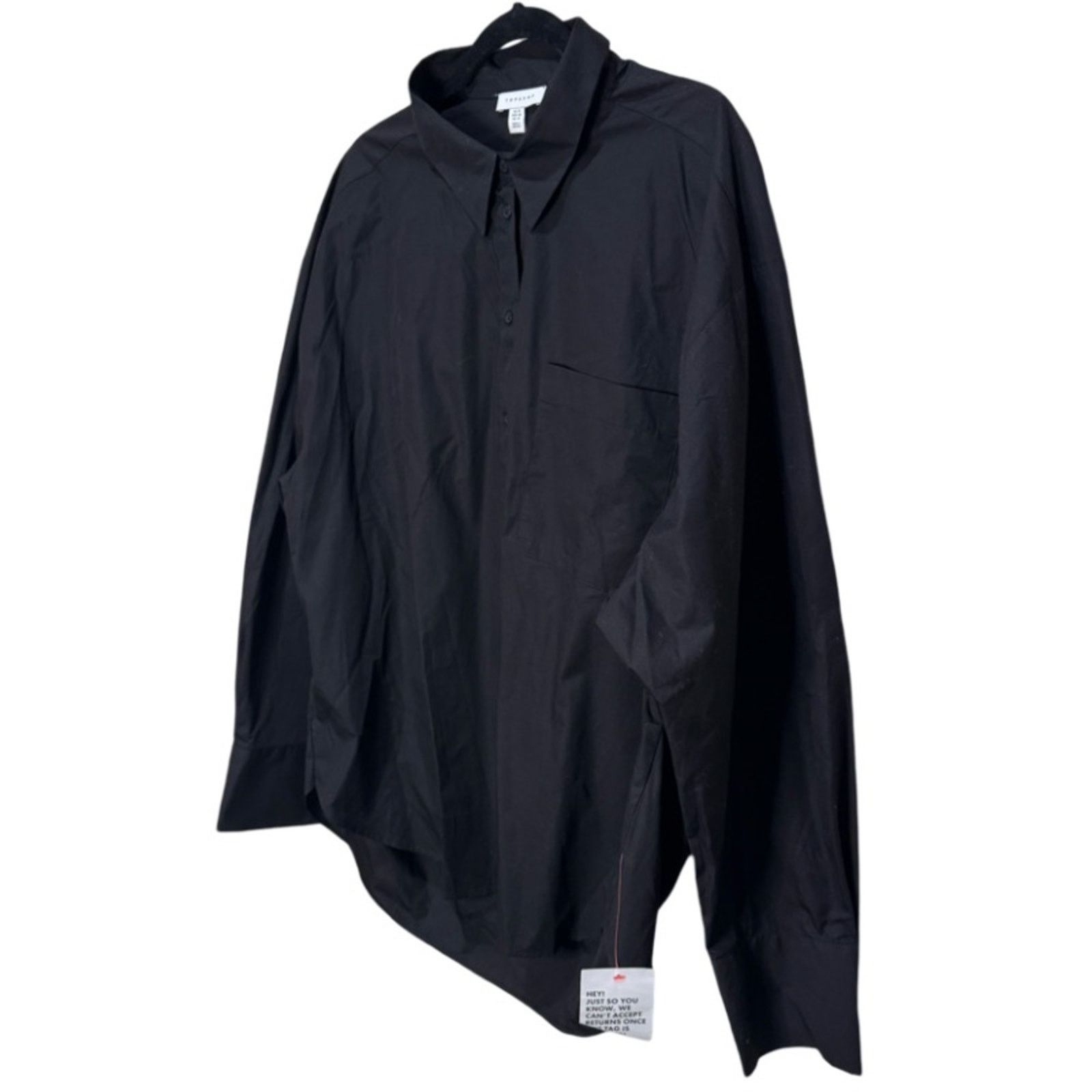 Theory Topshop Oversized Cotton Button Down Poplin Shirt - Black 14 Size XL / US 12-14 / IT 48-50 - 2 Thumbnail