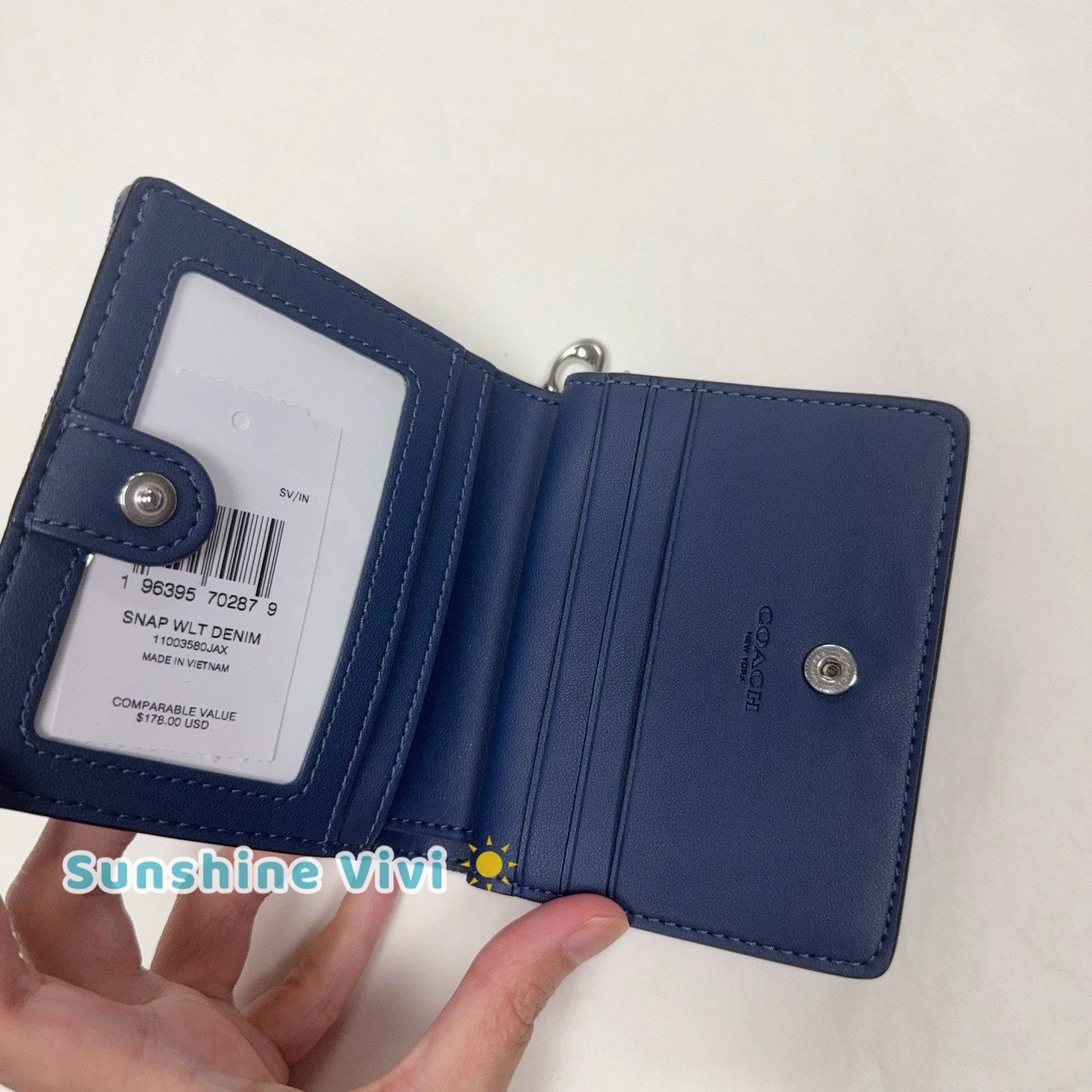 Coach NWT Coach Snap Wallet In denim/Silver/Indigo CAP07 Denim Size ONE SIZE - 11 Thumbnail
