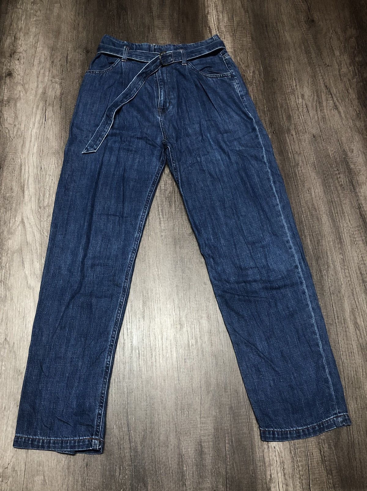 Japanese Brand × Uniqlo × Vintage Uniqlo Jeans Fit Relaxed Style Tapered With Belt (unisex) Size 28" / US 6 / IT 42 - 22 Thumbnail