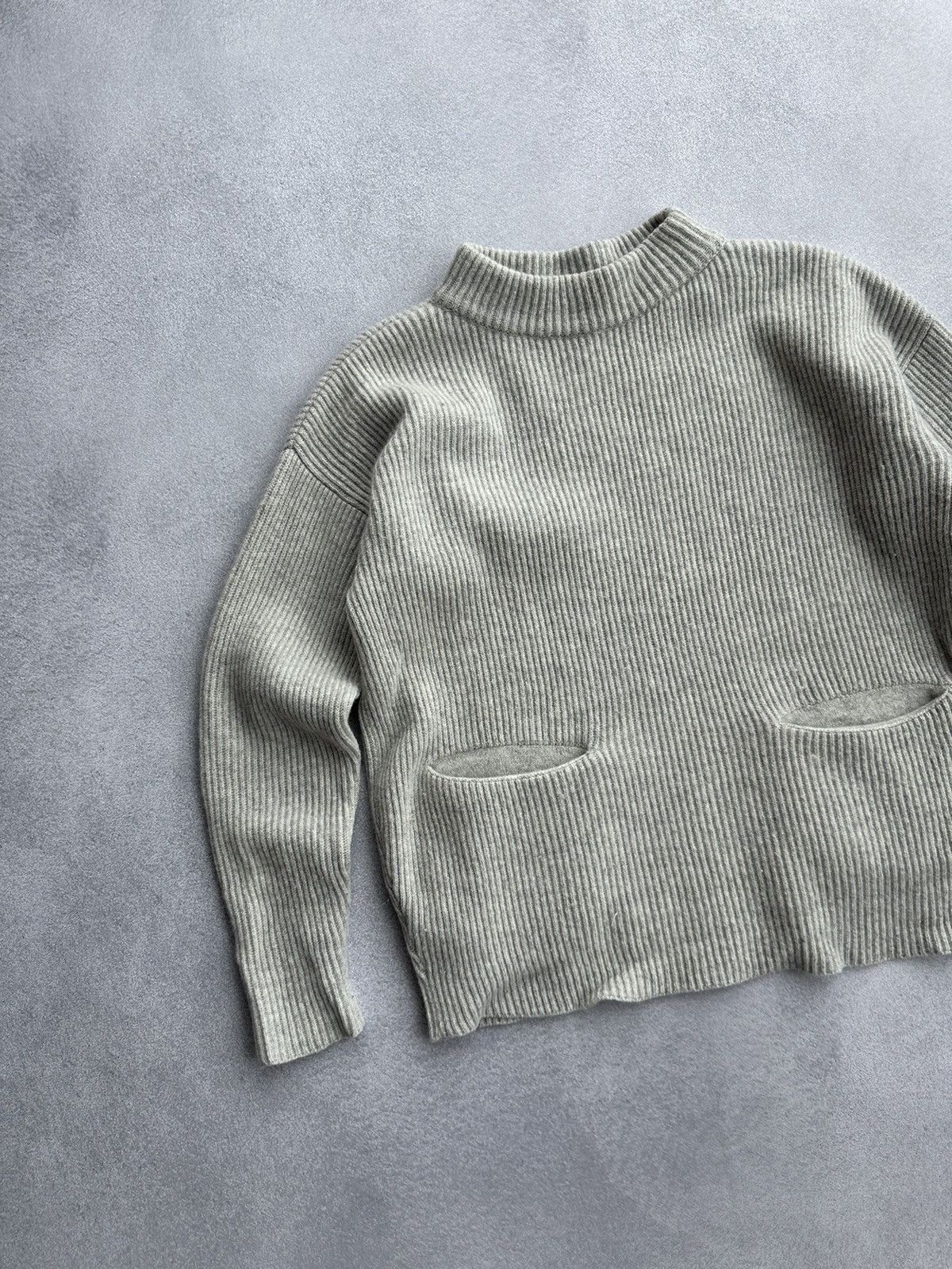Japanese Brand × Vintage Maska Lambswool Woman Grey Knitted Pockets Sweater Size XS / US 0-2 / IT 36-38 - 2 Thumbnail