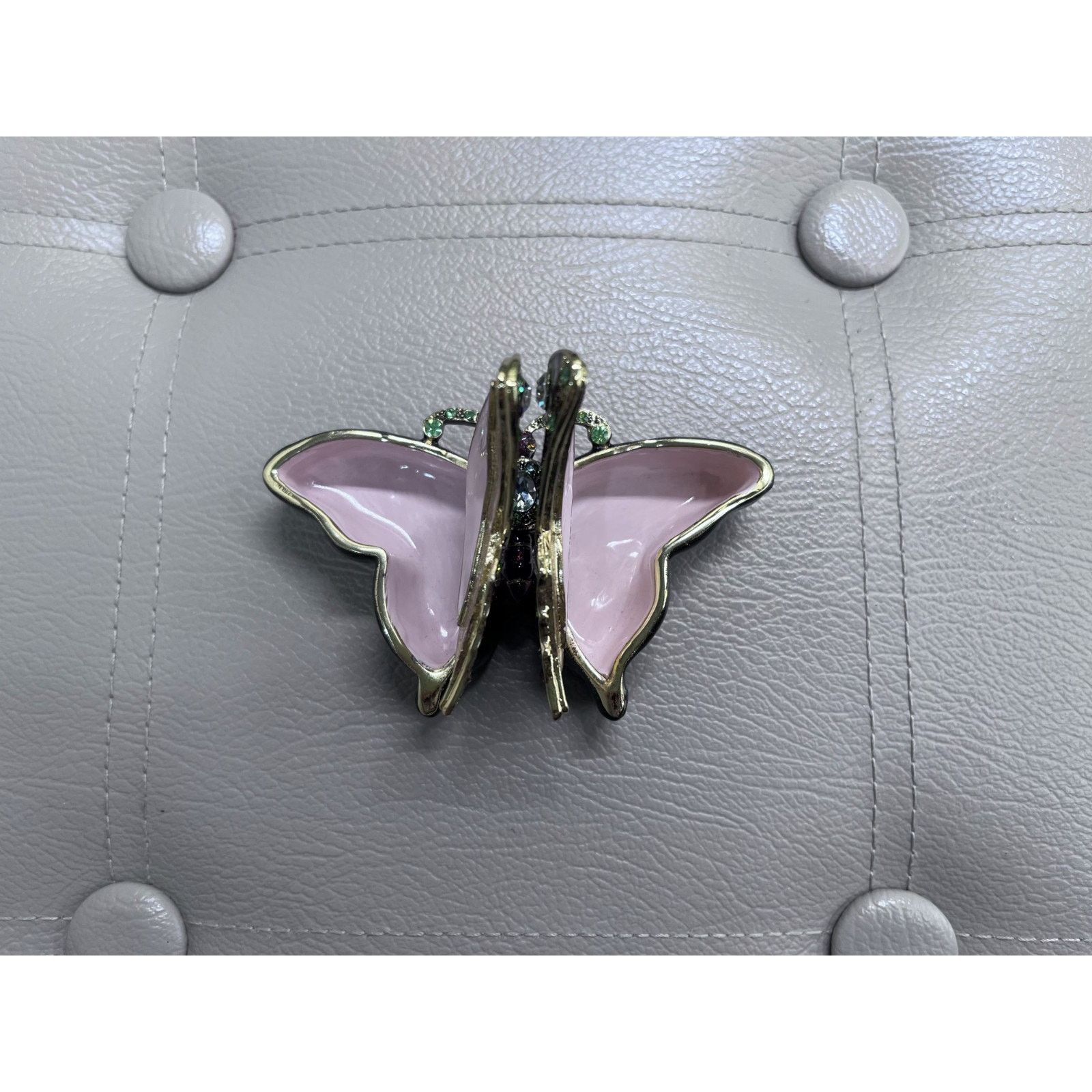 Other Vintage Enameled Yellow & Green Butterfly Trinket Box Size ONE SIZE - 2 Thumbnail