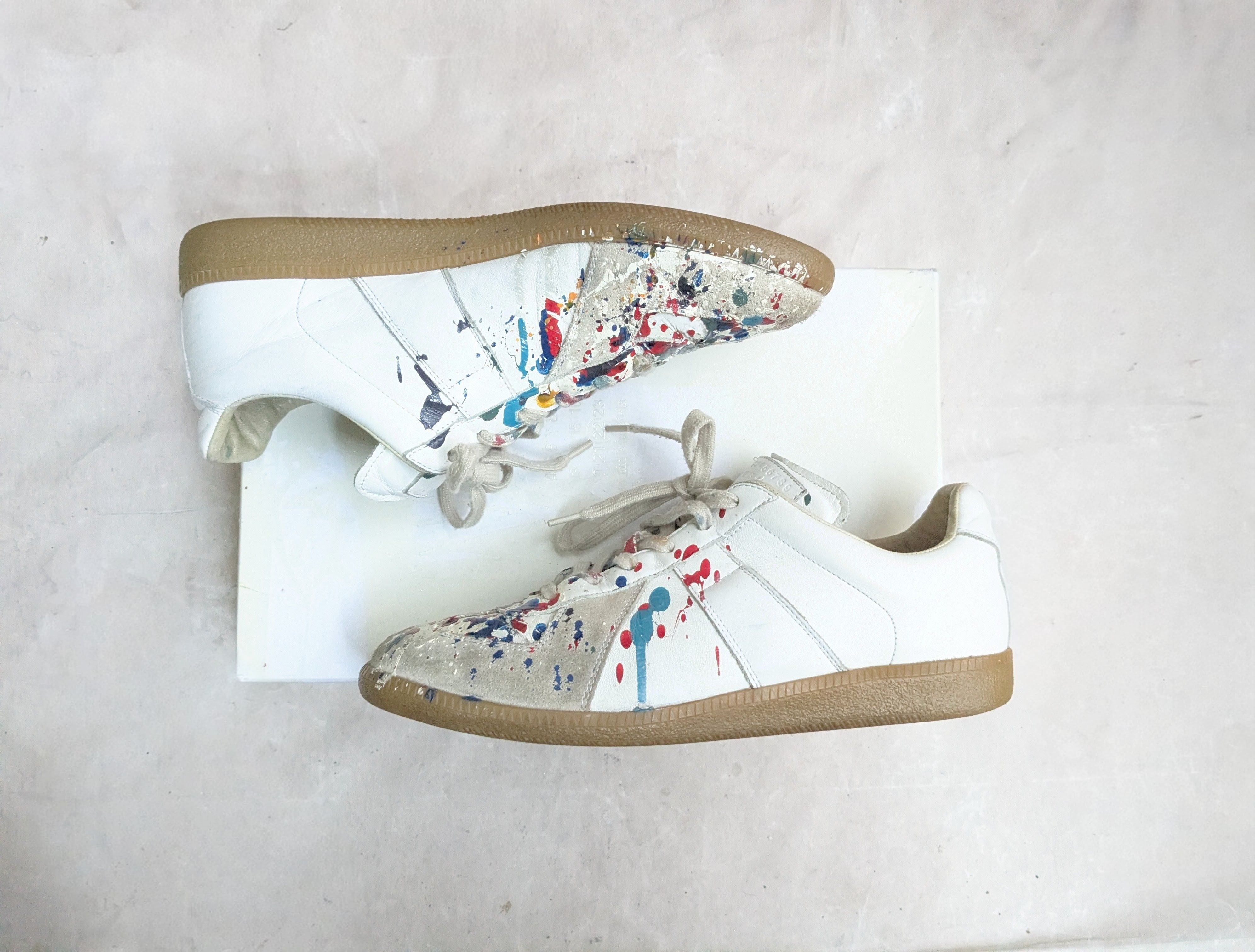 Maison Margiela Maison Margiela GAT Replica White Paint Splatter 9 42 Low Size US 9 / EU 42 - 2 Thumbnail