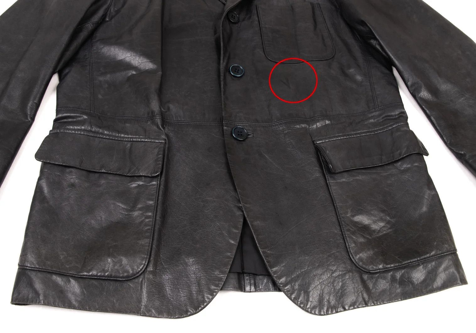 Issey Miyake Charcoal Cow Leather Tailored Jacket Size M Size US M / EU 48-50 / 2 - 13 Thumbnail