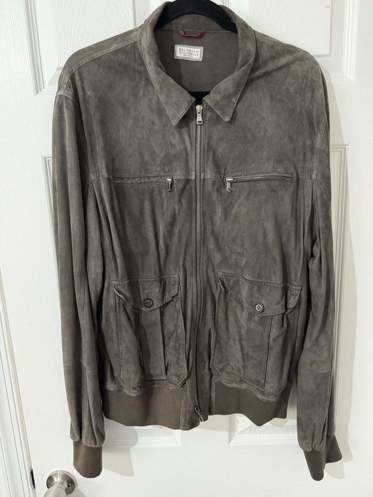 Brunello Cucinelli Brunello Cucinelli Mushroom Brown Suede Bomber Jacket Size US XXL / EU 58 / 5 - 1 Thumbnail