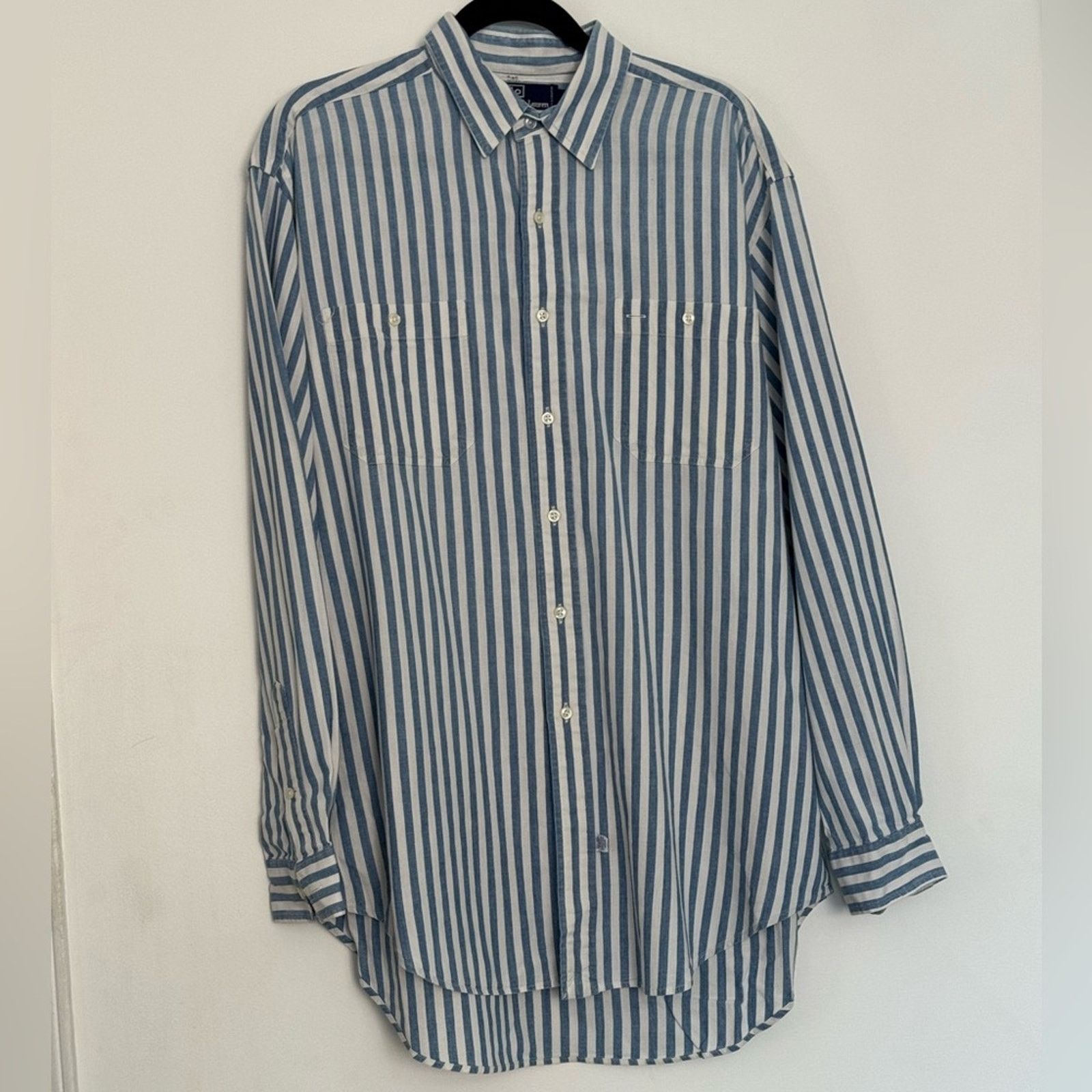 Ralph Lauren Ralph Lauren Men's Blue and White Striped Shirt Size US L / EU 52-54 / 3 - 2 Thumbnail