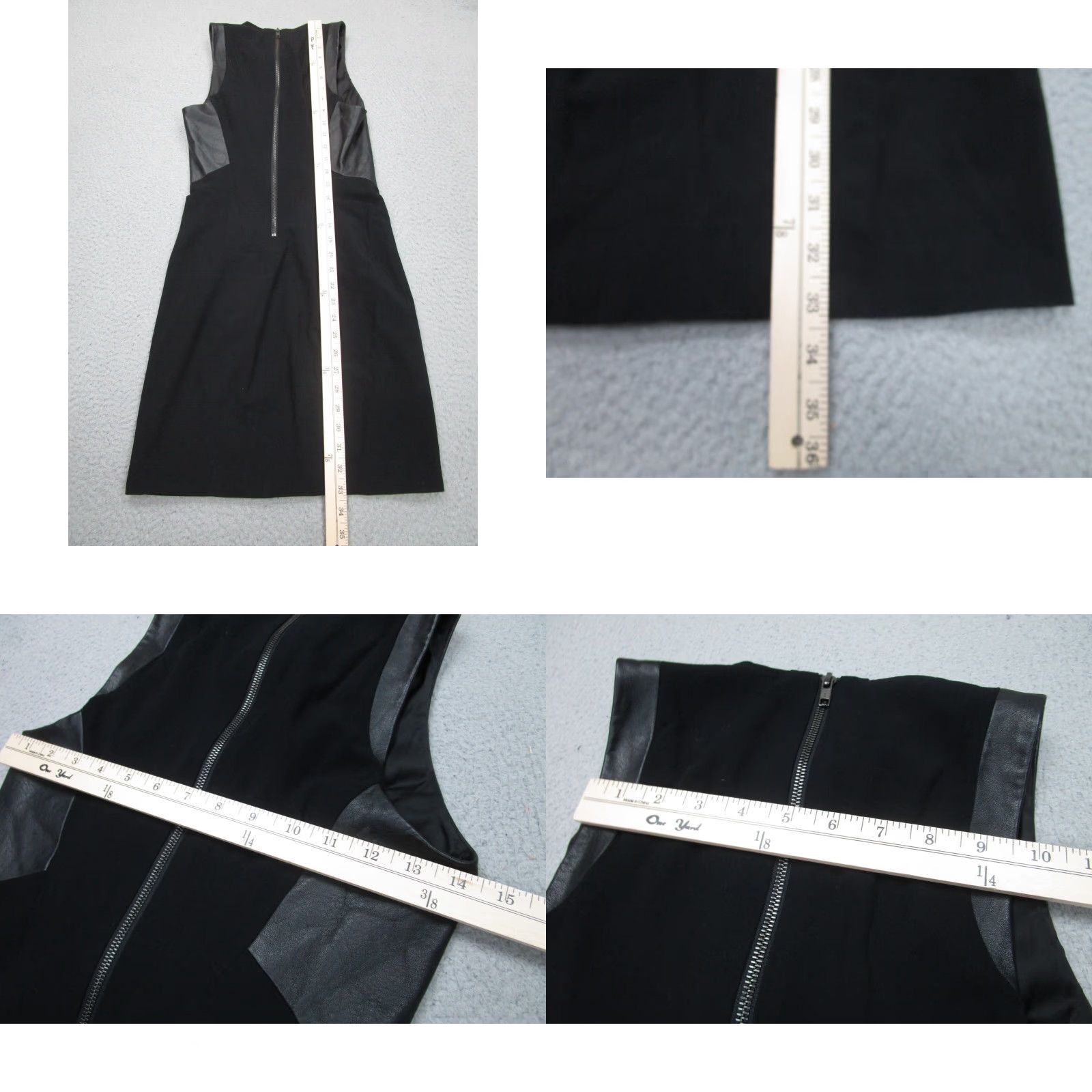 HELMUT LANG Womens Black Leather Mini Dress Gothic Punk Style Sleeveless