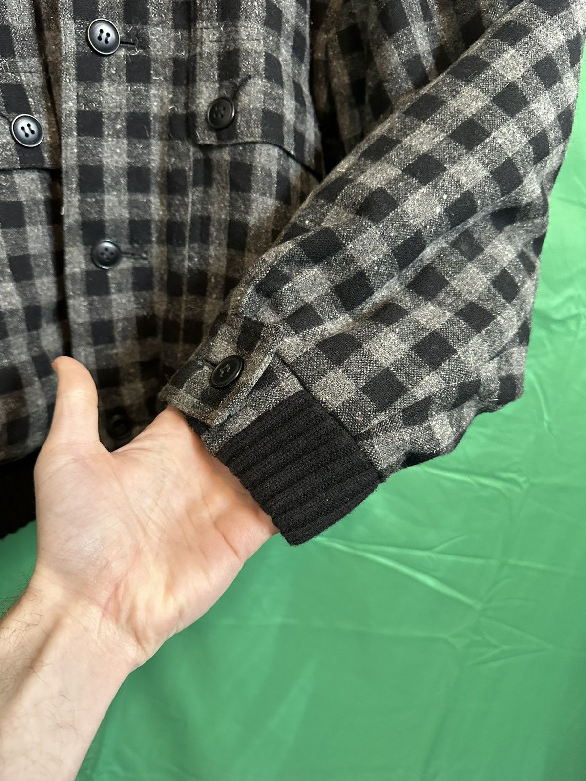 Designer 1970s vintage check cropped wool bomber / field jacket Size US XL / EU 56 / 4 - 6 Thumbnail