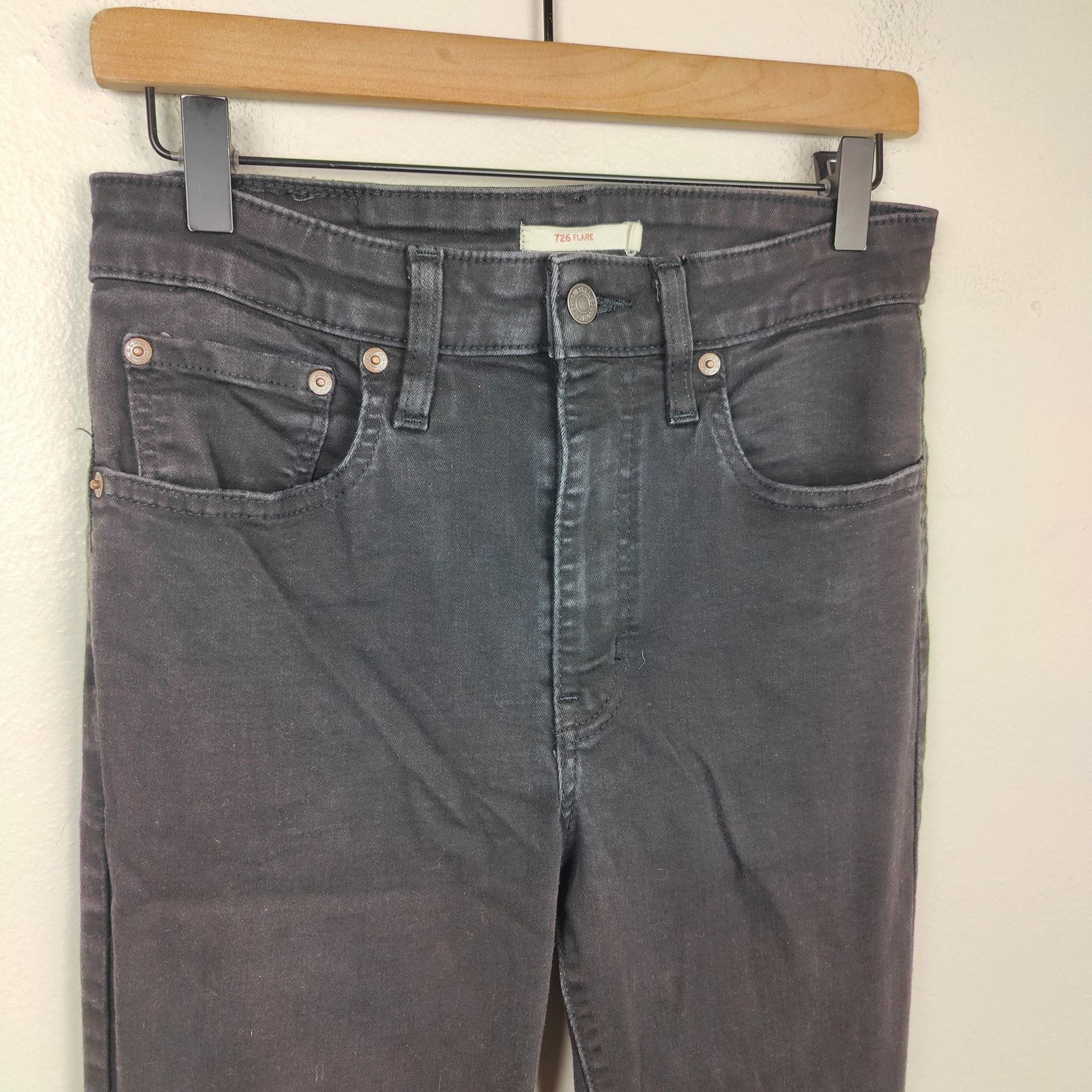 Levi's Levi's 726 High Rise Flare Jeans Womens 30 Black Wash Size 30" / US 8 / IT 44 - 2 Thumbnail