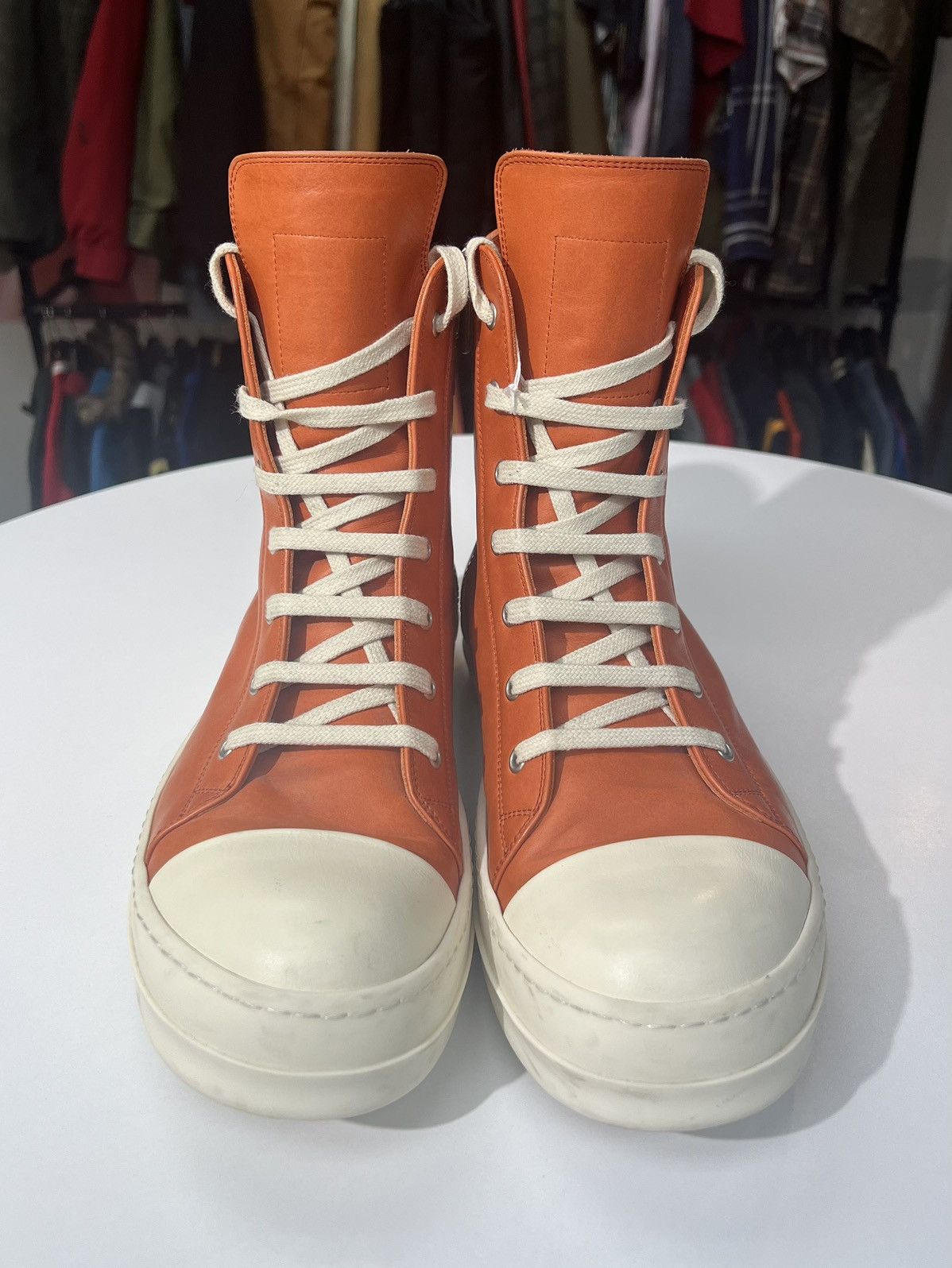 Rick Owens Preowned Rick Owens Fogachine Hi-Top ‘Orange’ Size US 11 / EU 44 - 3 Thumbnail