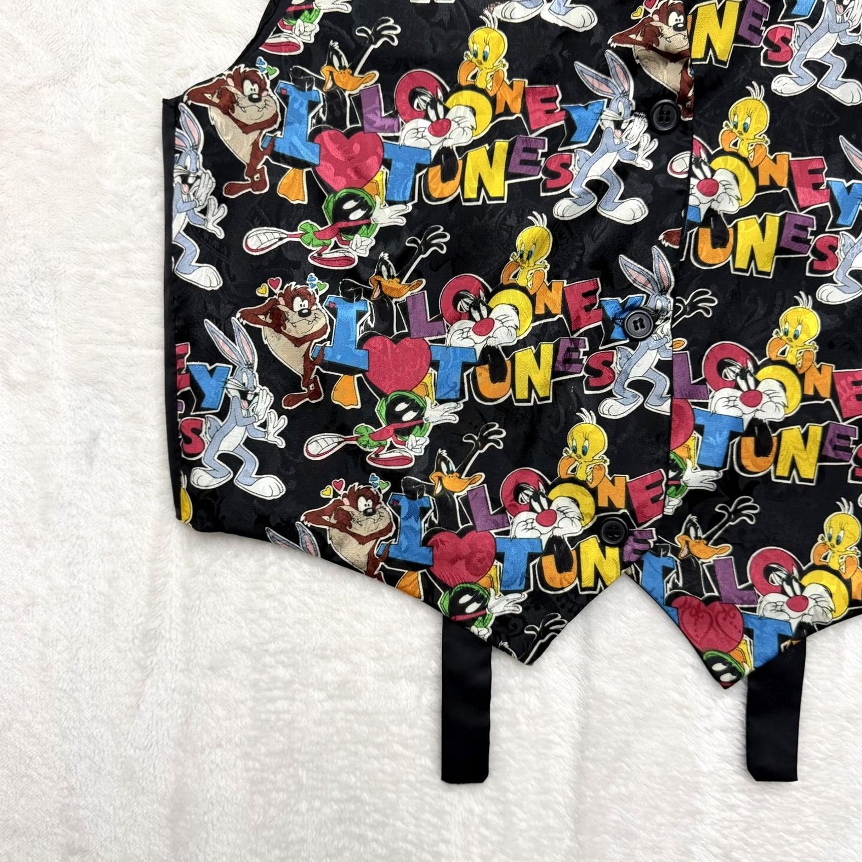 Disney VINTAGE Looney Tunes Vest Mens One Size Black Cartoon Characters Novelty 90s Size US M / EU 48-50 / 2 - 6 Thumbnail