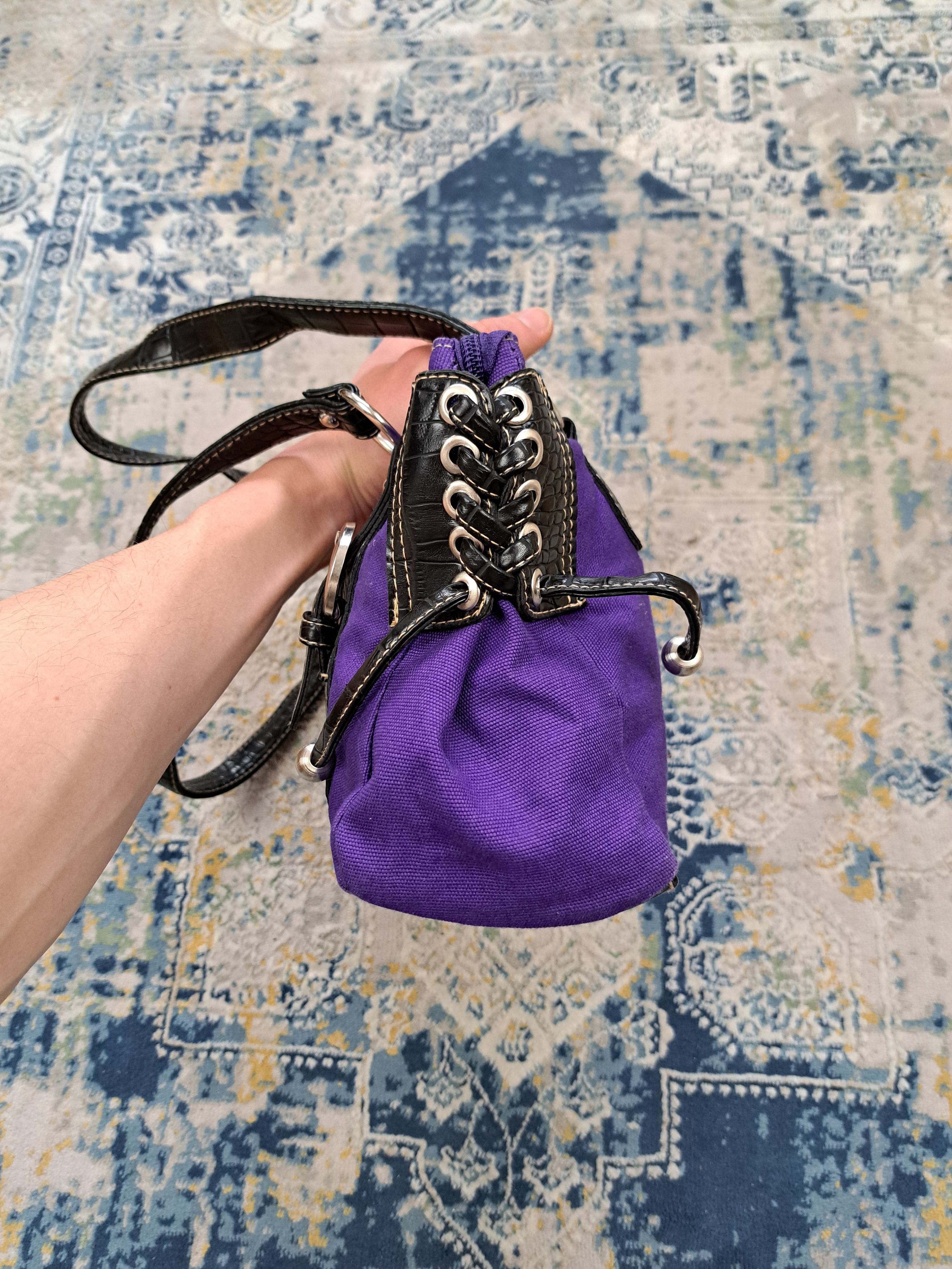 Ed Hardy Rare Ed Hardy y2k Purple Bag Drip Tattoo Love Kills Slowly Size ONE SIZE - 5 Thumbnail