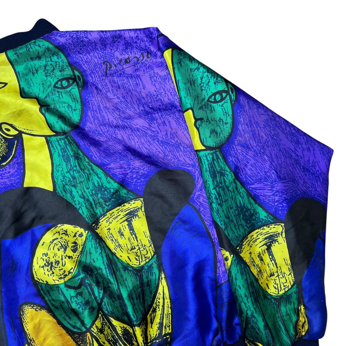 Other 1980s Picasso Abstract All Over Print Art Silk Satin Jacket Size XL / US 12-14 / IT 48-50 - 16 Thumbnail