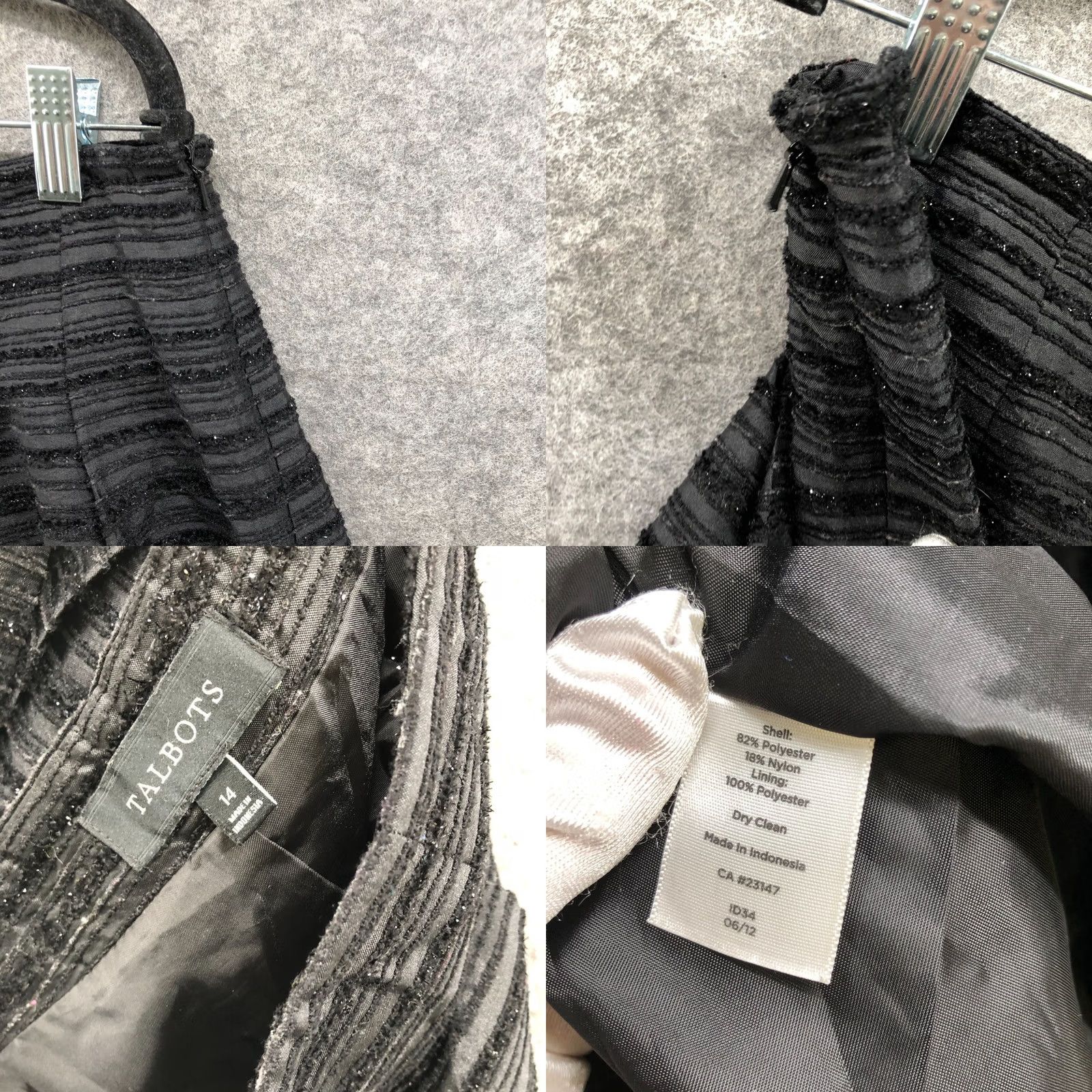 Talbots VINTAGE Talbots Textured Taffeta Pleated Skirt Size 14 Black Metallic Holiday A-Line Size 36" / US 14 / IT 50 - 8 Thumbnail