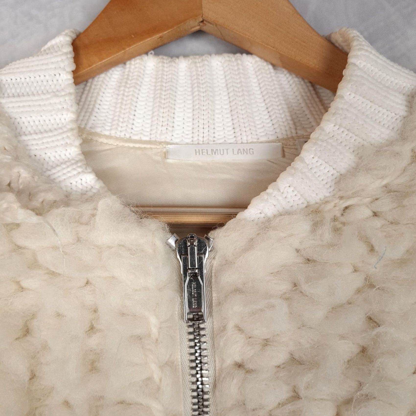 Helmut Lang VINTAGE Helmut Lang Jacket Womens XS White Shearling Wool Bomber Zip Size XS / US 0-2 / IT 36-38 - 6 Thumbnail