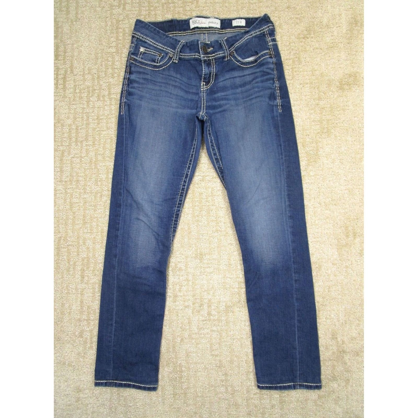 Vintage BKE Jeans Women 27 Blue Buckle Low Rise Straight Pants Denim Stretch Jeans Dark Wash Size 27" / US 4 / IT 40 - 2 Thumbnail