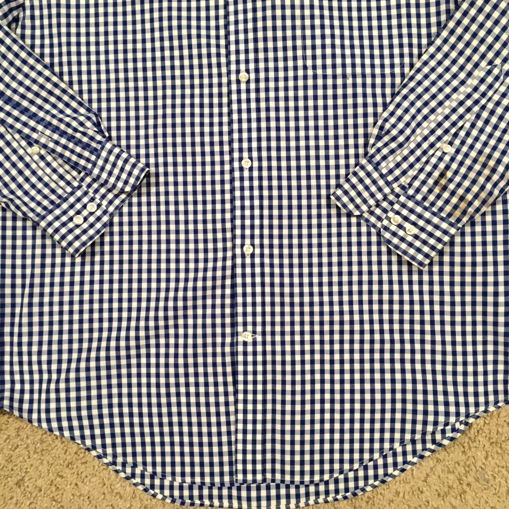 Lands' End Lands' End Shirt Mens 17 Blue Plaid Long Sleeve Button Up Size US XL / EU 56 / 4 - 4 Thumbnail