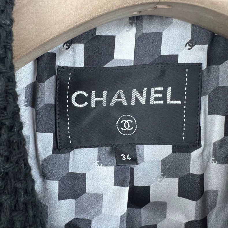 Chanel Chanel Black tweed double-breasted gold-button suit jacket Size XXS / US 00 / IT 34 - 3 Thumbnail