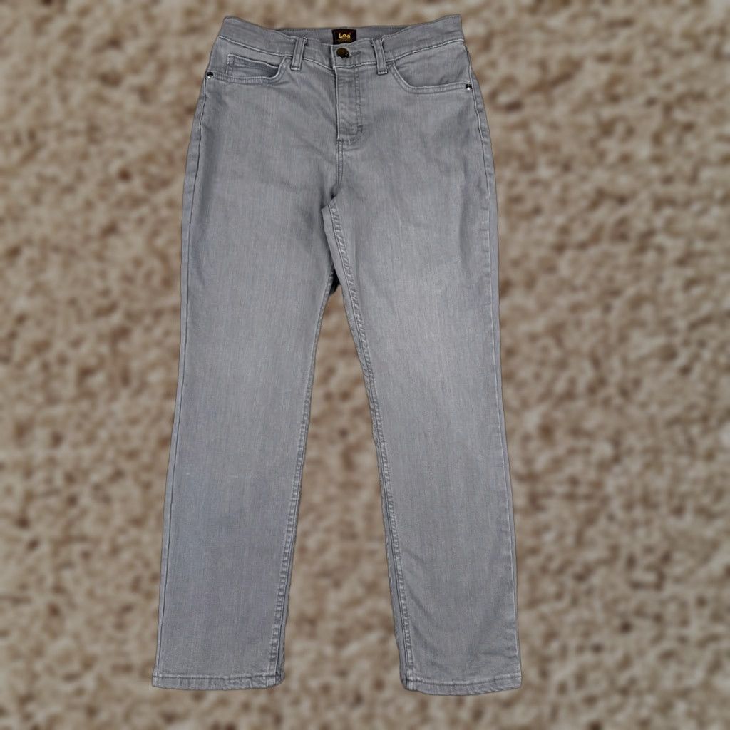 Lee Lee Jeans Womens Jeans Gray Denim Straight Leg Mid Rise Cotton Blend Zip Fly 28x27 Regular 28 Gray Denim 5-Pocket Design Mens? Size 28" / US 6 / IT 42 - 1 Thumbnail