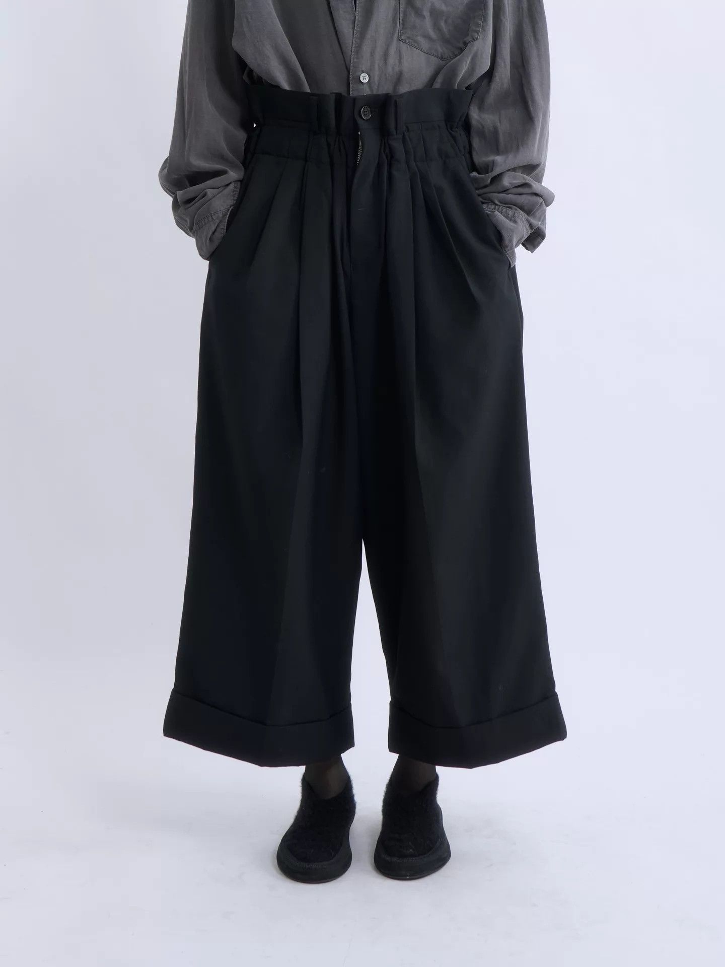 Comme des Garcons CDG Women's Ruffle High-Waist Wide-Leg Wool XS Size 25" / US 0 / IT 36 - 1 Thumbnail