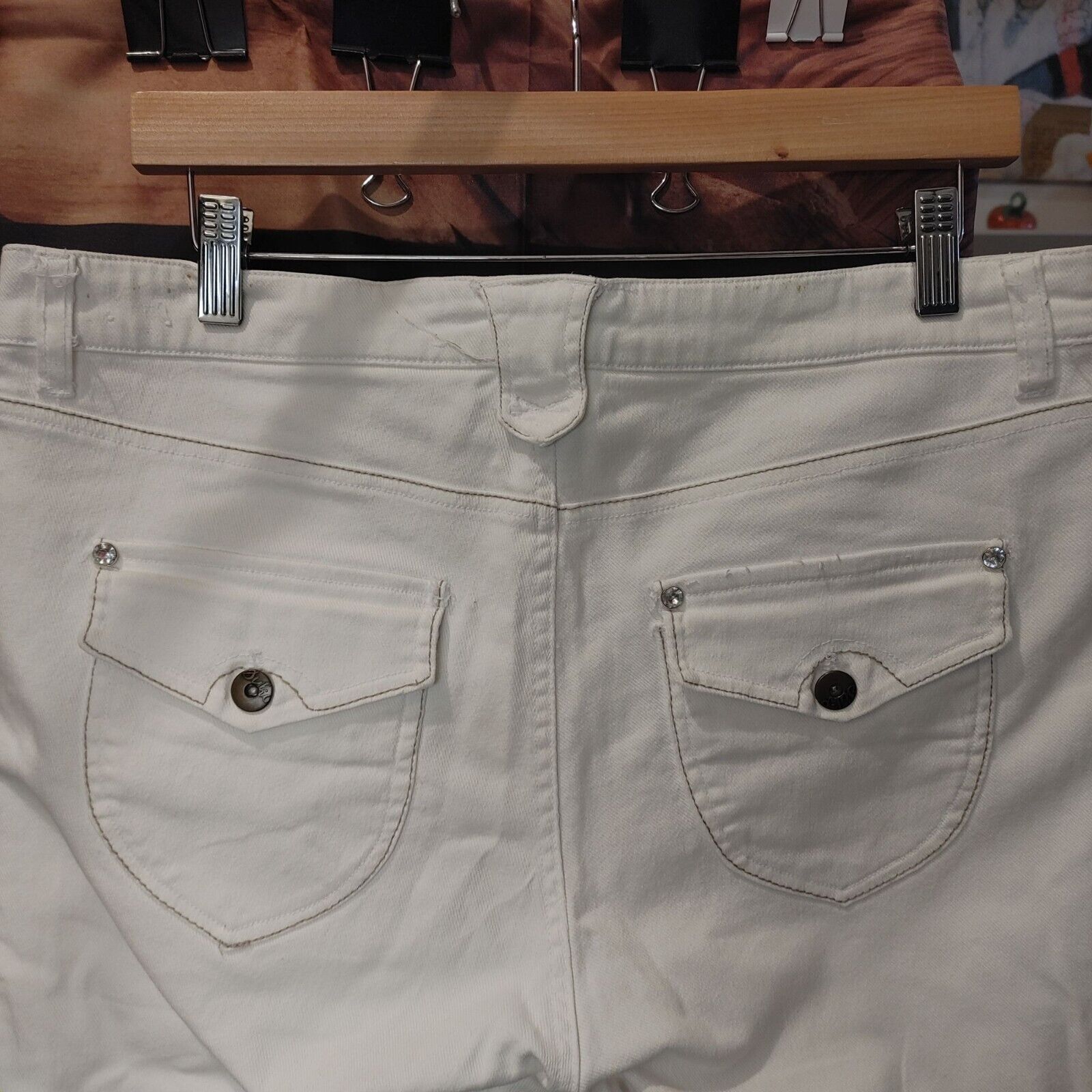 Other Suko Jeans Women's Beige Off White Denim Jean Board Shorts w Size 34" / US 12 / IT 48 - 2 Thumbnail