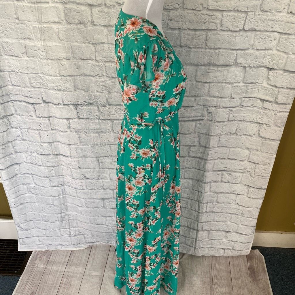 Other Eva Mendez women wrap maxi dress with side tie and floral print green Size XS / US 0-2 / IT 36-38 - 5 Thumbnail