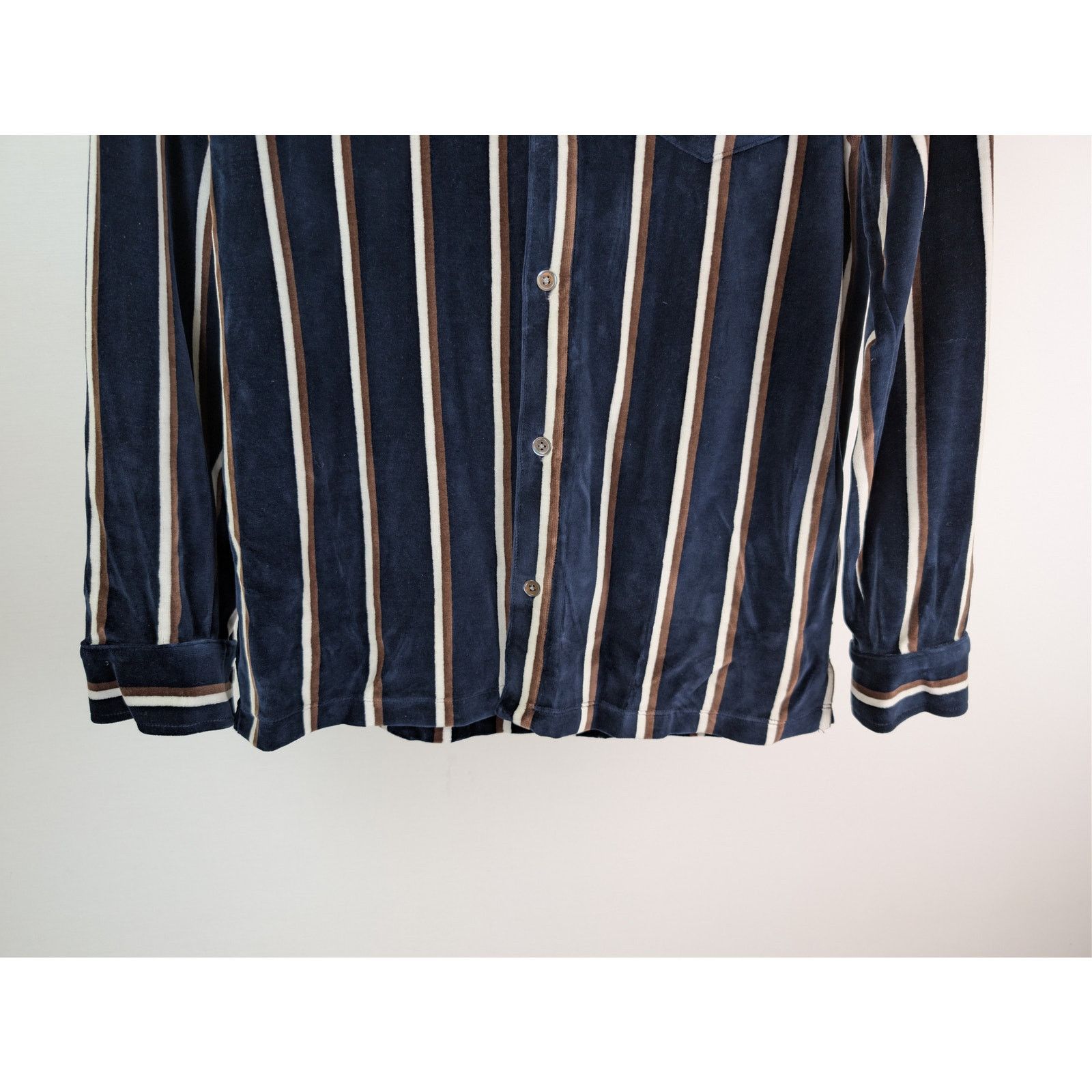 Todd Snyder o1rshd1 CC20 Velvet Striped Button-Up Polo Button Shirt Size US M / EU 48-50 / 2 - 4 Thumbnail