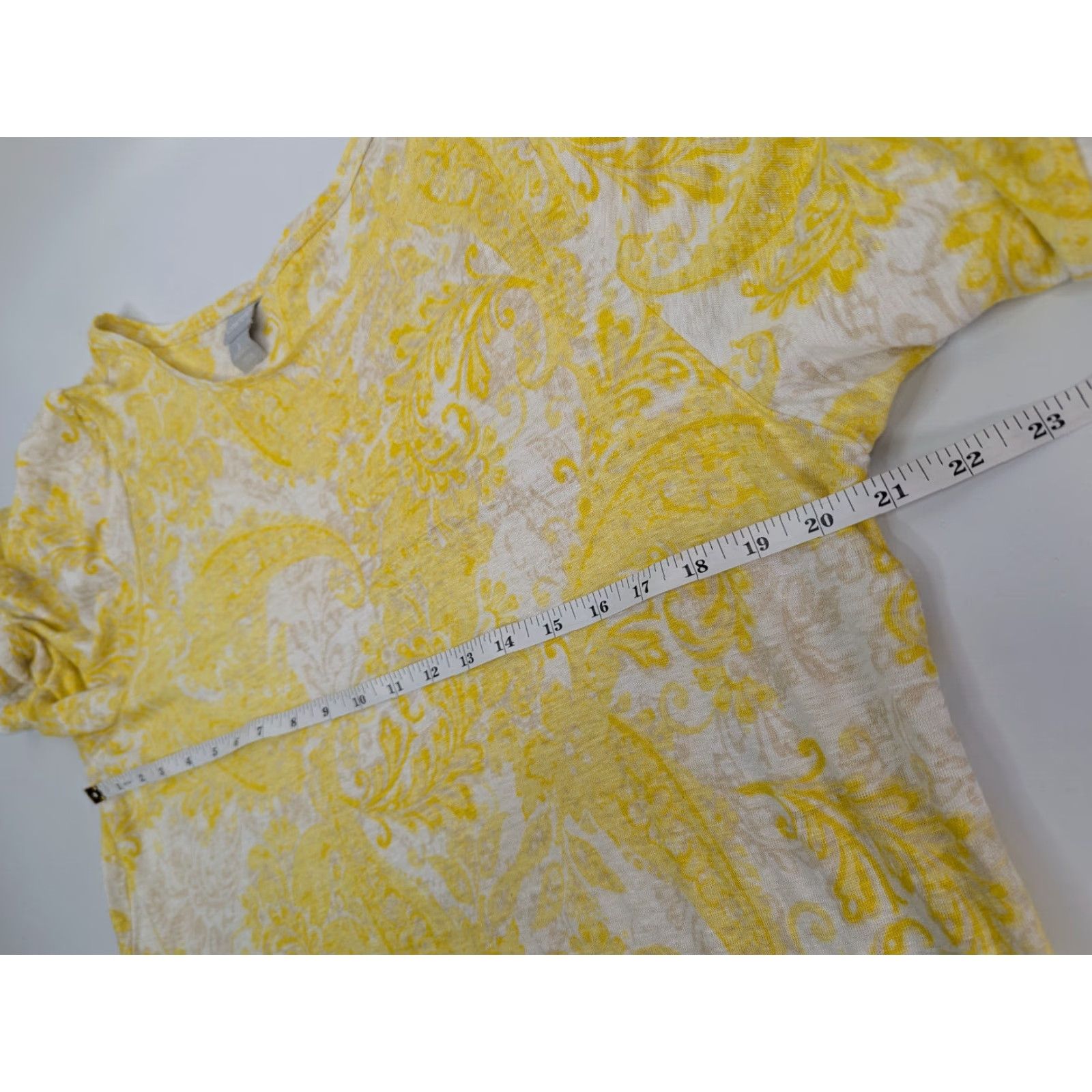 Vintage Chico's Shirt Womens XL Yellow Linen Paisley Flutter Sleeve Blouse Size 3 Size XL / US 12-14 / IT 48-50 - 5 Thumbnail