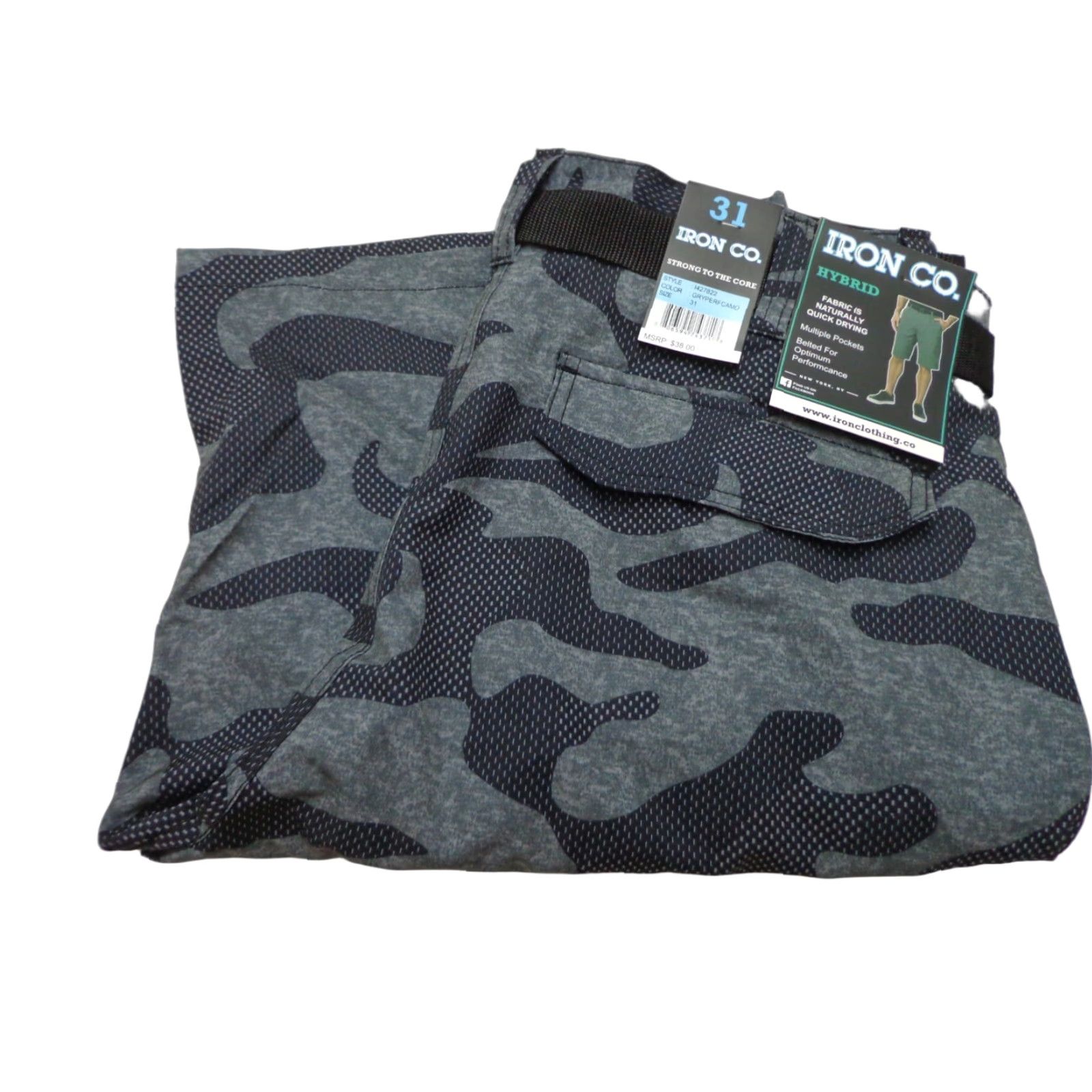 Vintage IRON CO. Hybrid Shorts Gray Camo Size 31 Belted New Men Regular 92% Polyester 8% Spandex Size US 31 - 1 Thumbnail