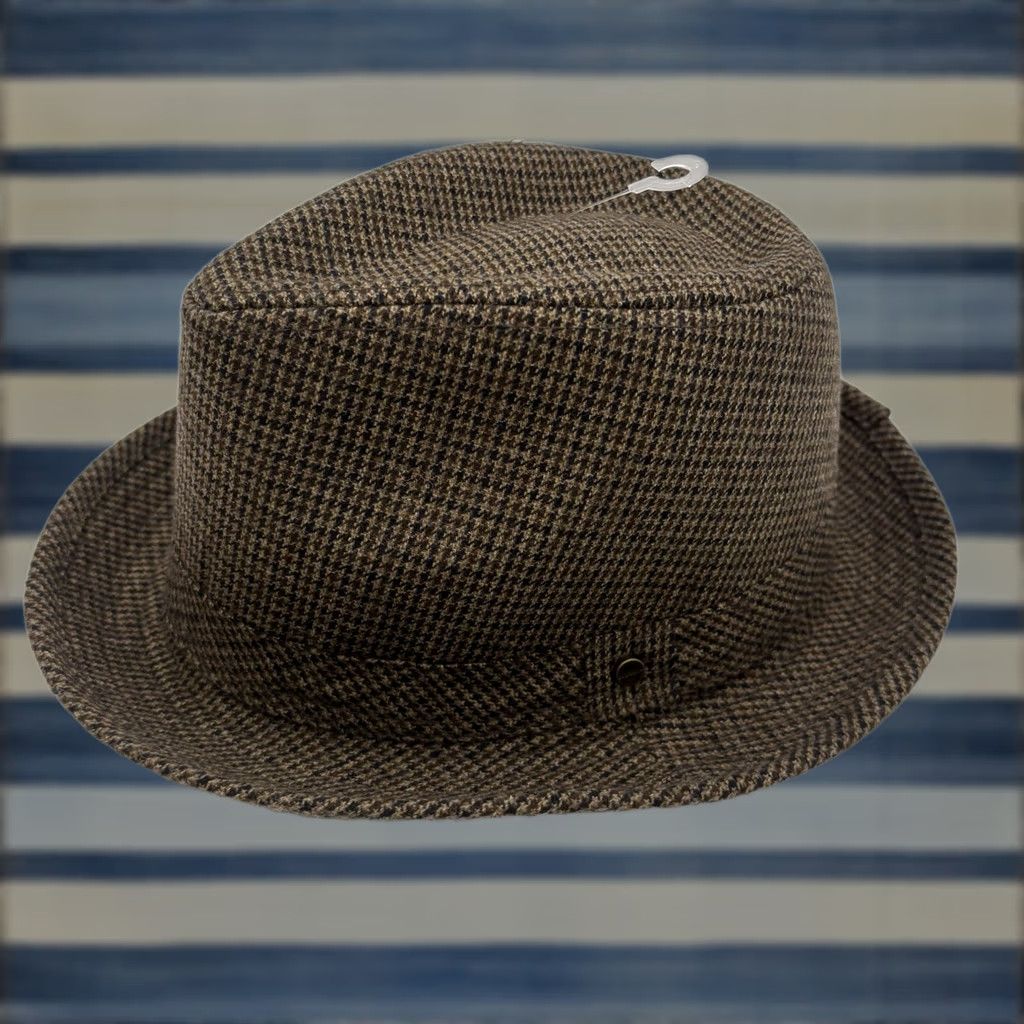 Stetson VINTAGE Stetson Fedora Hat Mens M Brown Tweed Wool Plaid Wide Brim Fedora 1960s Equalizer Equalizer Hat Mens Size ONE SIZE - 1 Thumbnail