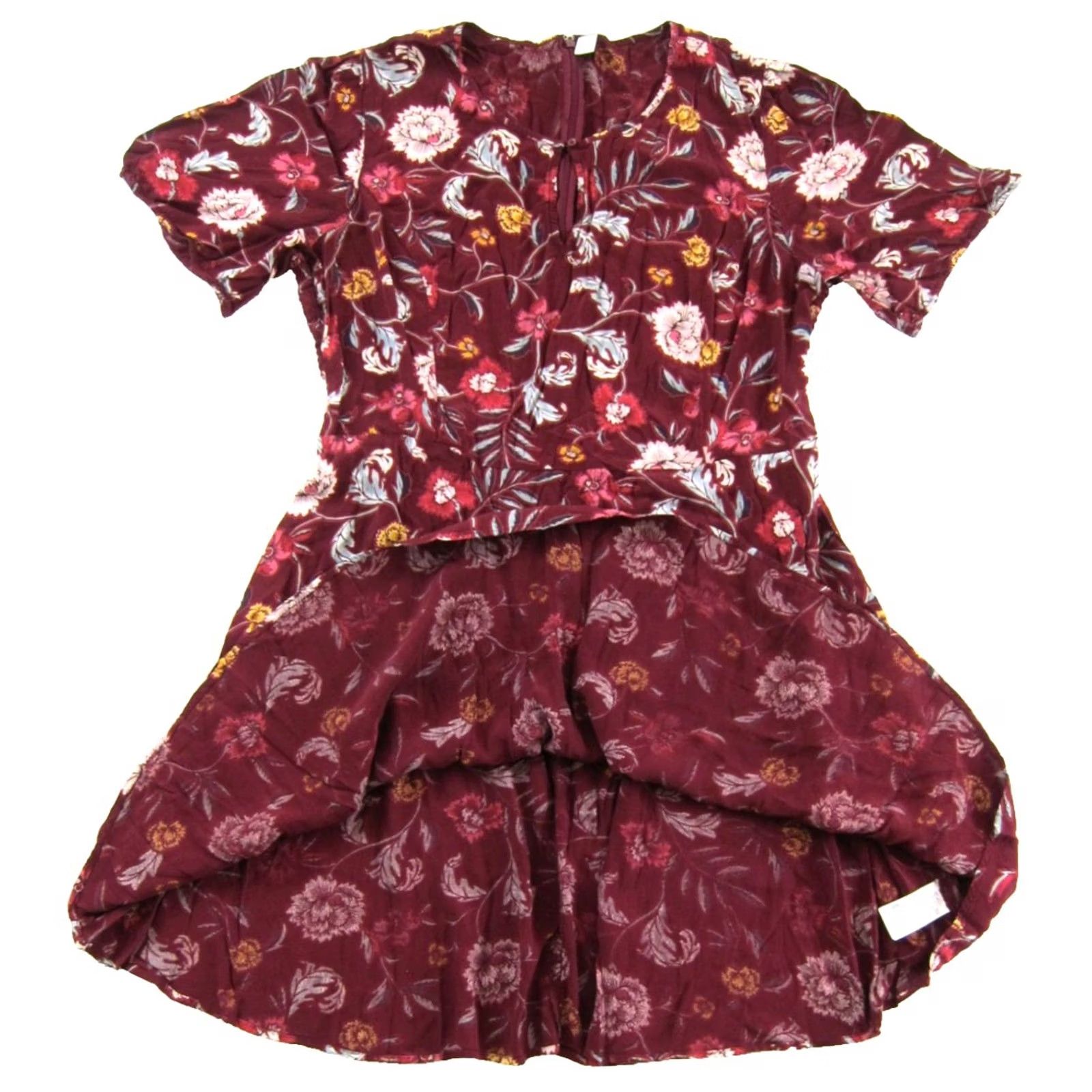 Old Navy Old Navy 100% Rayon Red Floral Short Sleeve Sheath Midi Dress XXL Tall Size 40" / US 18 - 5 Thumbnail