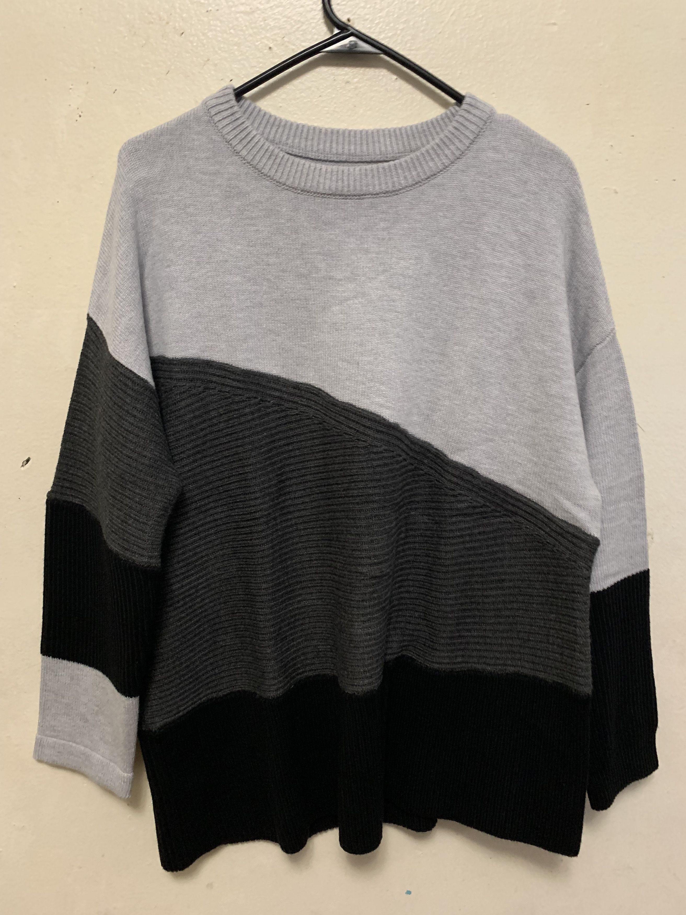 Other SAMPLE Tri-Color Knit Sweater ⊛ GRY/DRKGRAY/BLK ⊛ Brand New Size US L / EU 52-54 / 3 - 2 Thumbnail