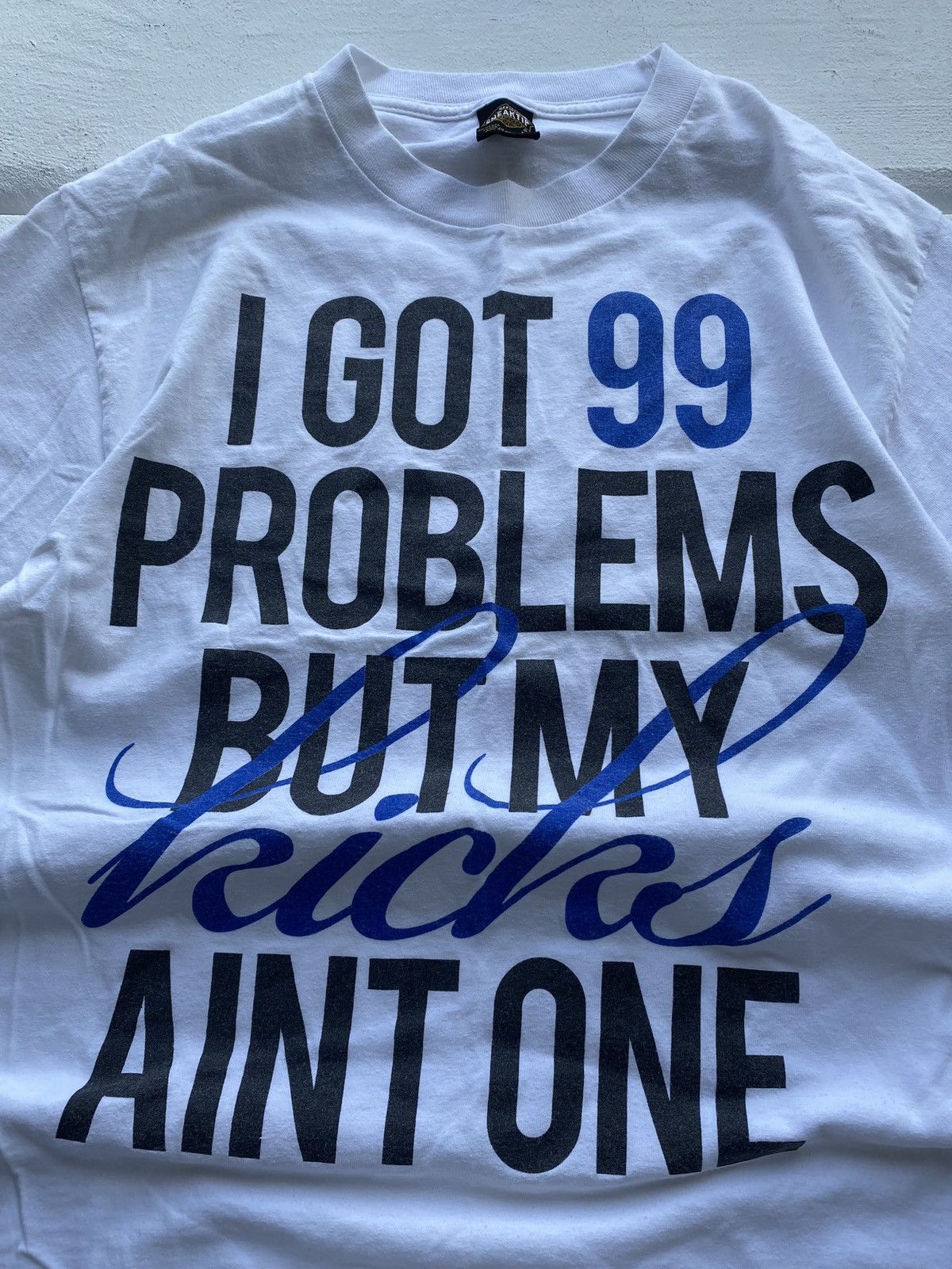 Vintage 90s Sneaktip USA "I GOT 99 PROBLEMS" Logo Art White Mens Tee Size US M / EU 48-50 / 2 - 2 Thumbnail