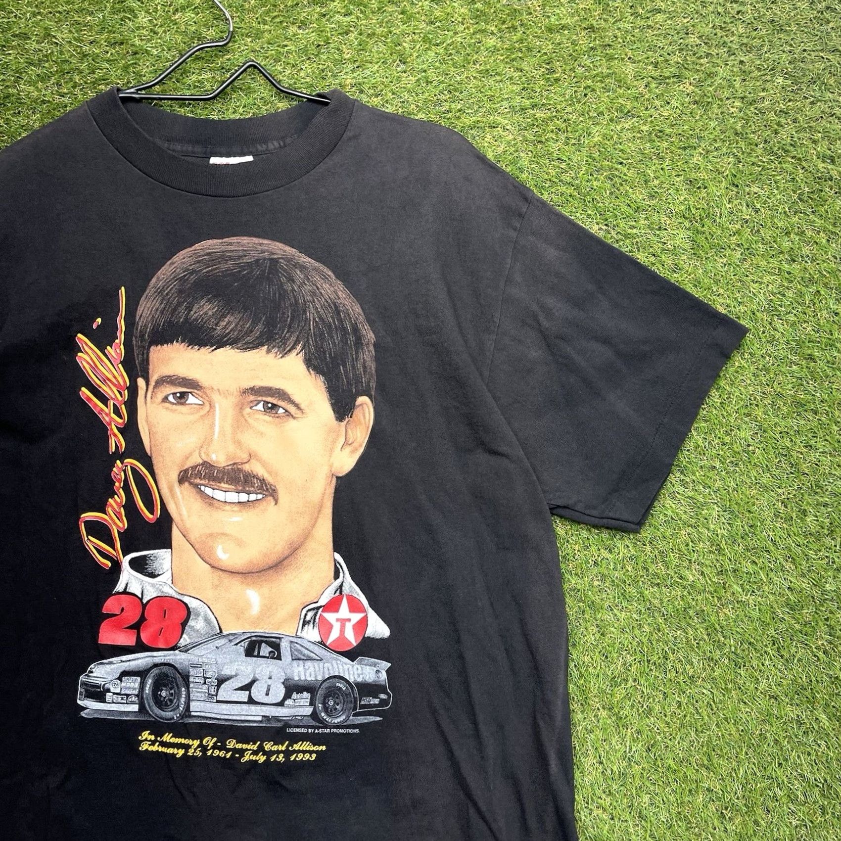 TEE JAYS VINTAGE Davey Allison Racing Memorial Shirt Mens XL Black 1990s Crew Neck T-Shirt Racing Theme Tee MLB? Size US XL / EU 56 / 4 - 3 Thumbnail