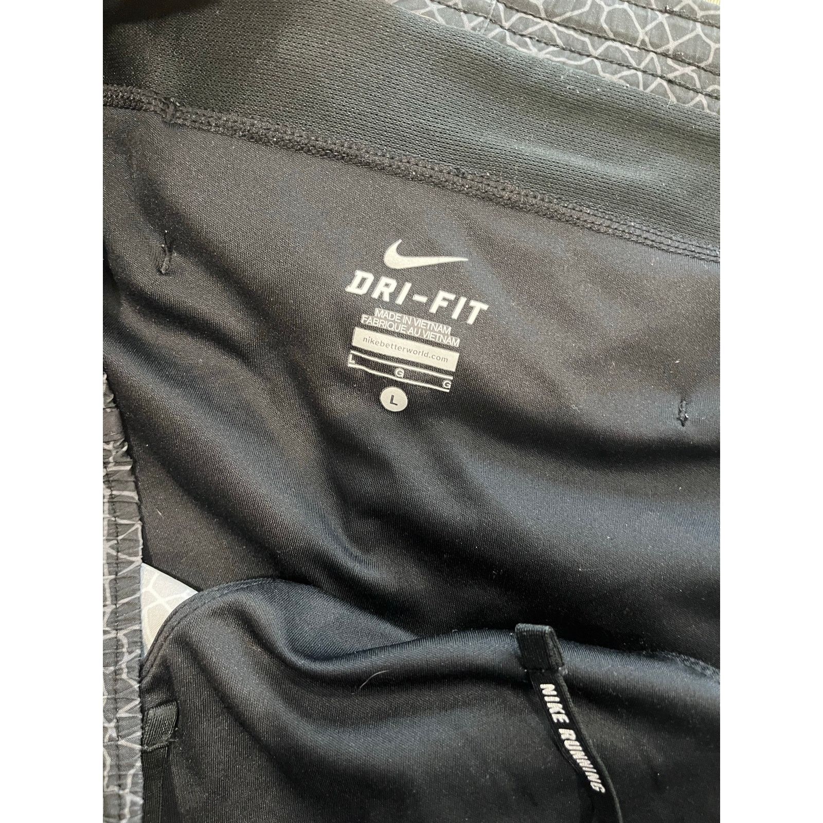 Nike Nike Dri-Fit Running Shorts Geometric Elastic Waist Black L Size 25" / US 0 / IT 36 - 3 Thumbnail