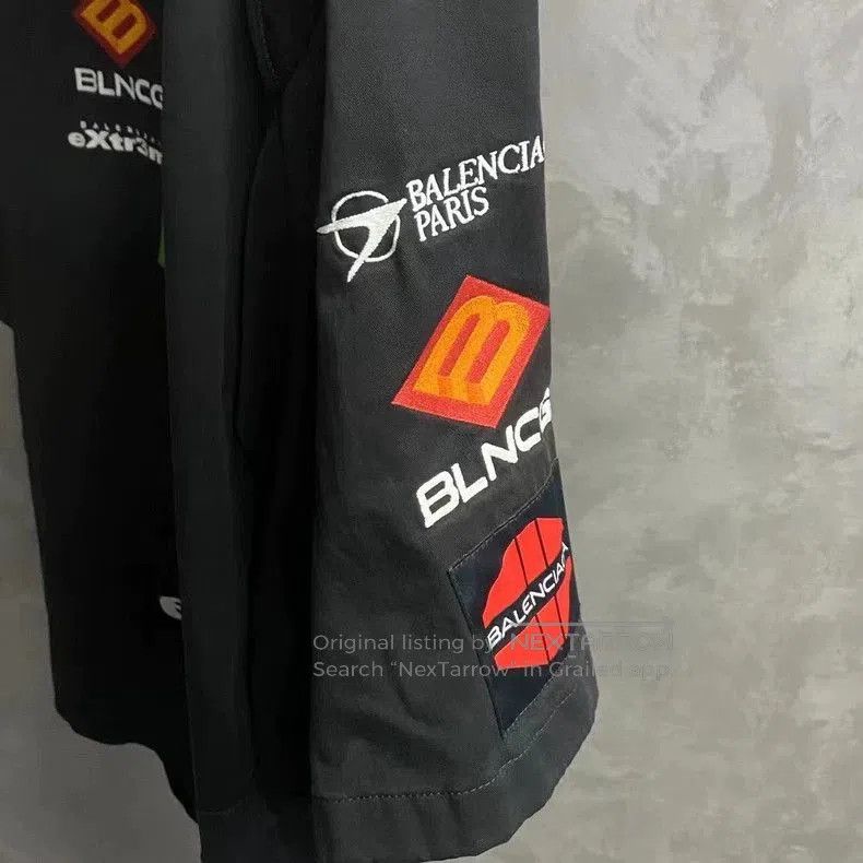 balenciaga's latest black art print embroidered logo short